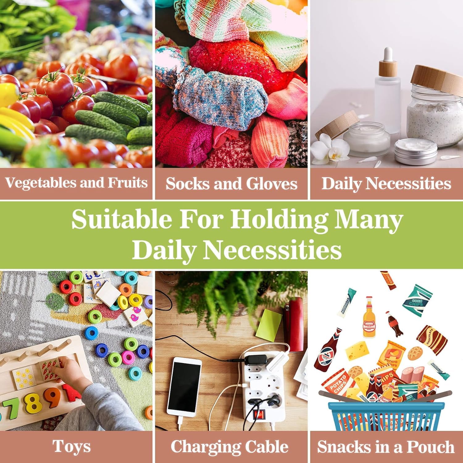 Skinwoo Set Of 6 Organic Cotton Reusable Vegetable Bag For Fridge, Eco Friendly Storage Bags, 11 X 13 Inch For Fruits, Vegetable