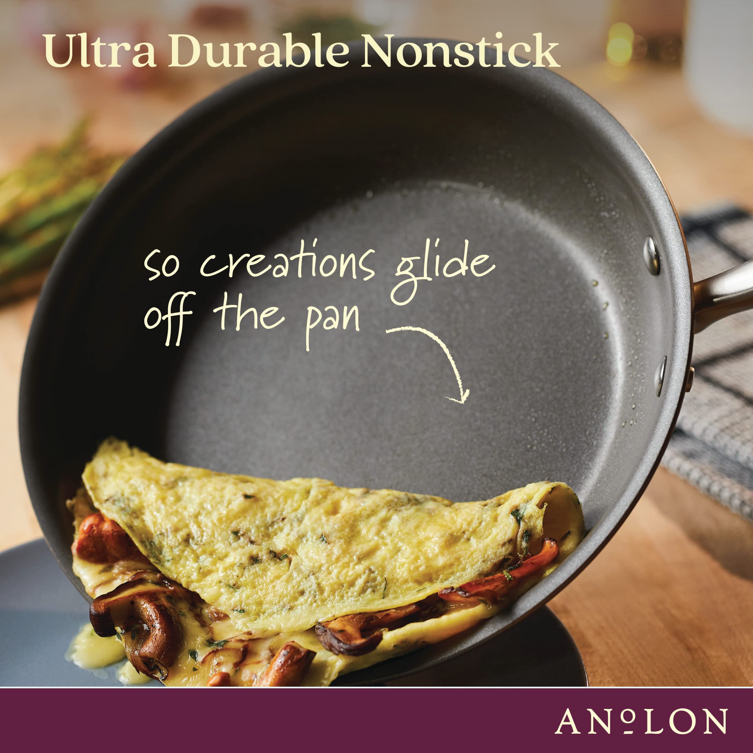 Anolon Advanced Home Hard-Anodized Nonstick Two Step Meal Set (5 Qt. Dutch Oven & 10'' Everything Pan Lid, Bronze)