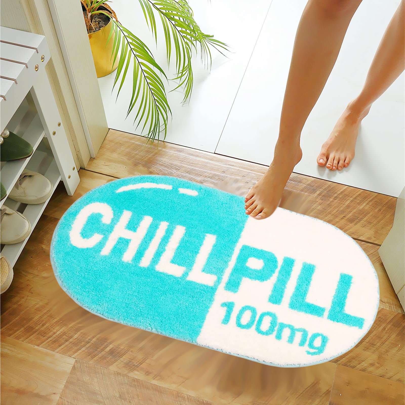 Levinis Cute Funny Chill Pill Bath Mat Kids Bedroom Bathroom D  Cor Rug Non Slip Washable Bathroom Rugs For Shower, Tub, Bedroom
