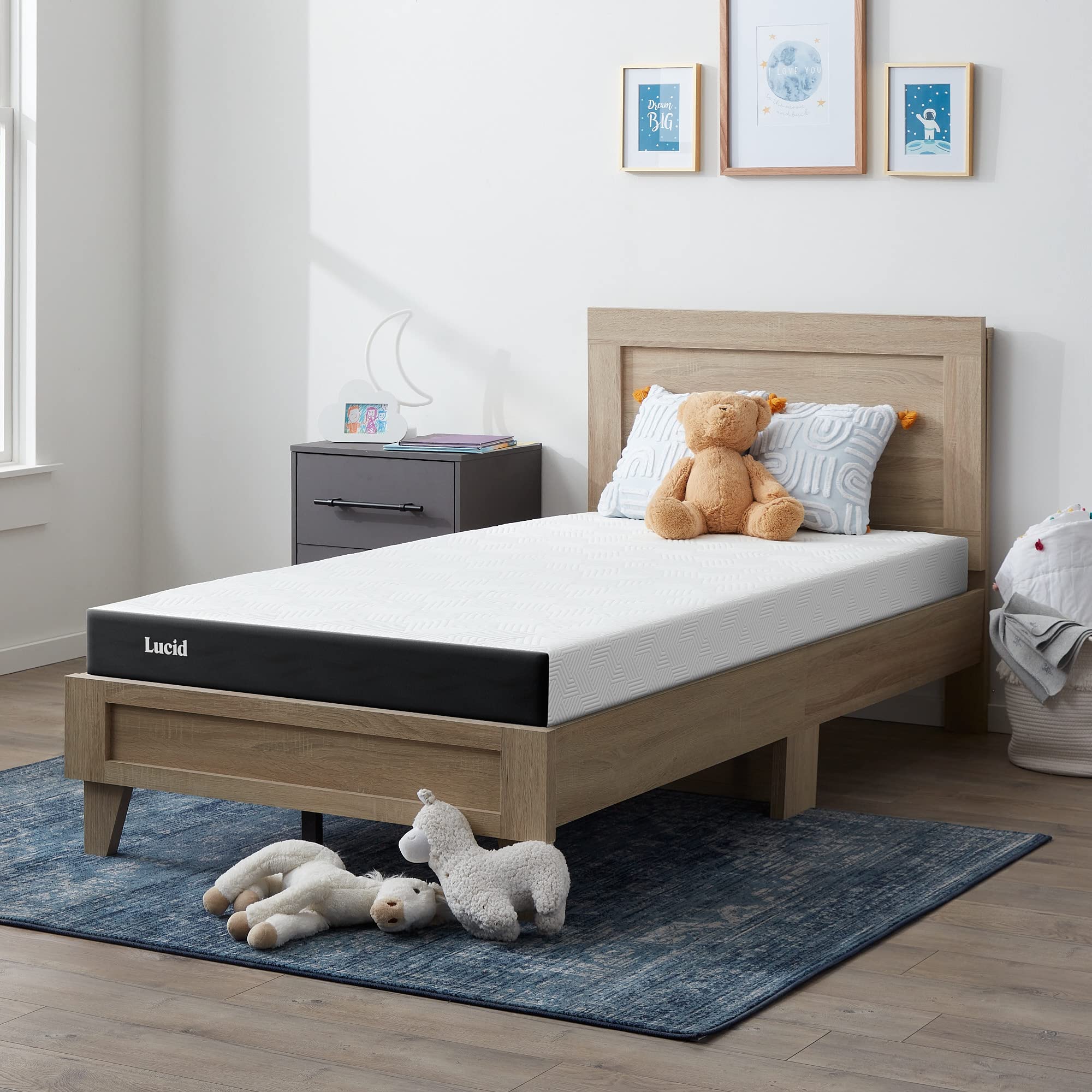 Lucid 5 Inch Gel Memory Foam Mattress - Firm Feel - Gel Infusion - Memory Foam Infused with Bamboo Charcoal - Breathable Cover -