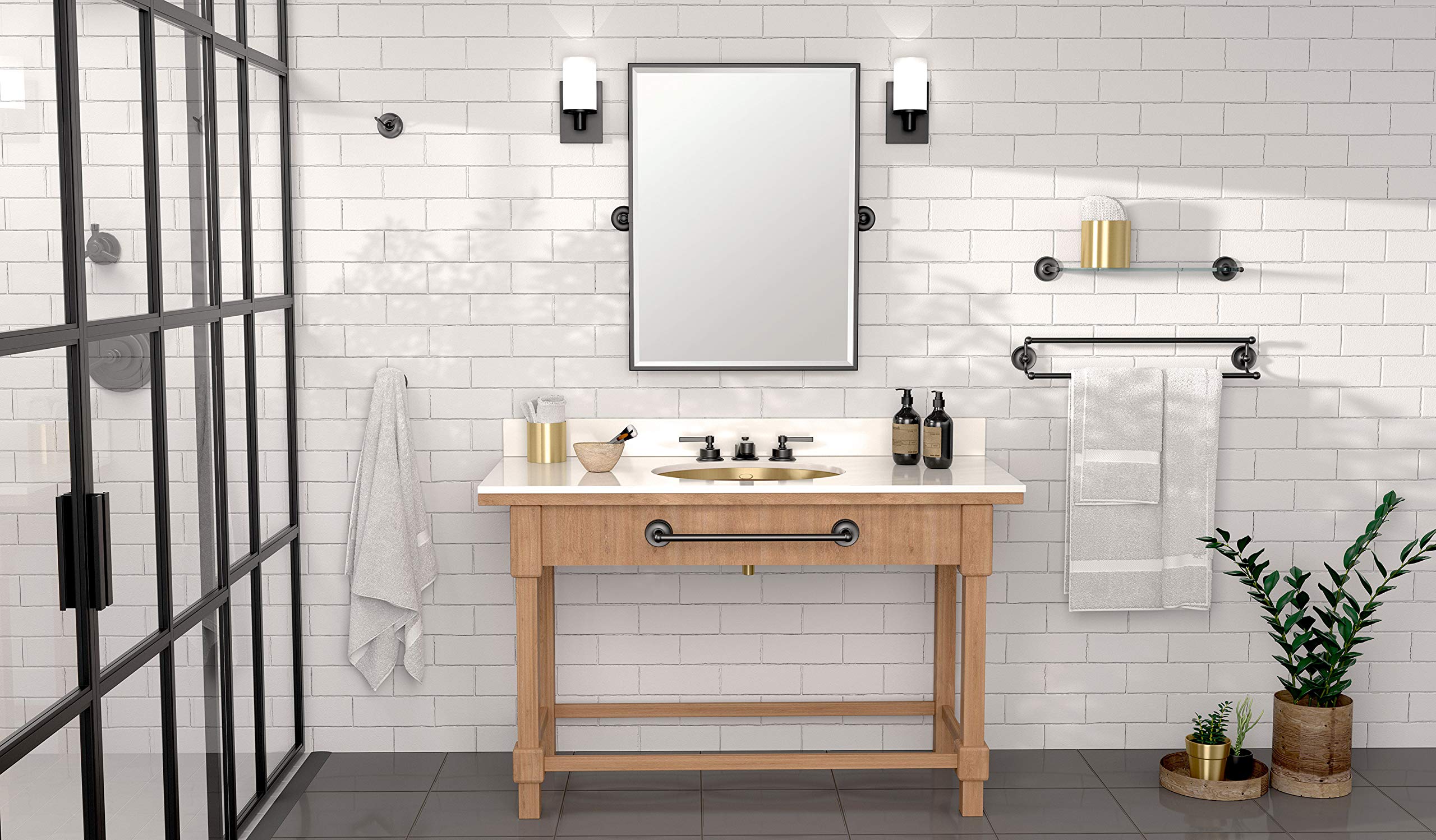 Gatco 5073Mx Designer Ii Towel Ring, Matte Black/Wall Mounted 6.50'' Face, Hand Towel Ring For Bathroom