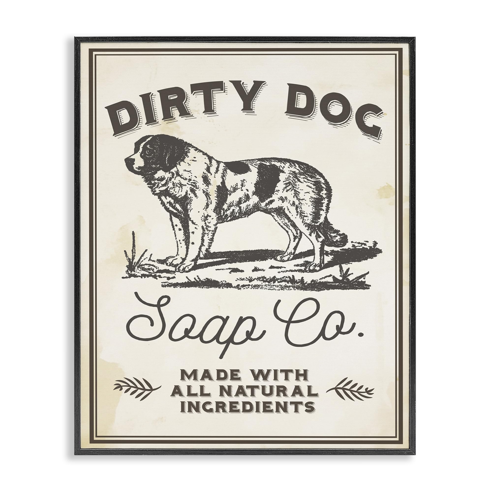Stupell Industries Dirty Dog Soap Co Vintage Sign Framed Giclee Texturized Art, Proudly
