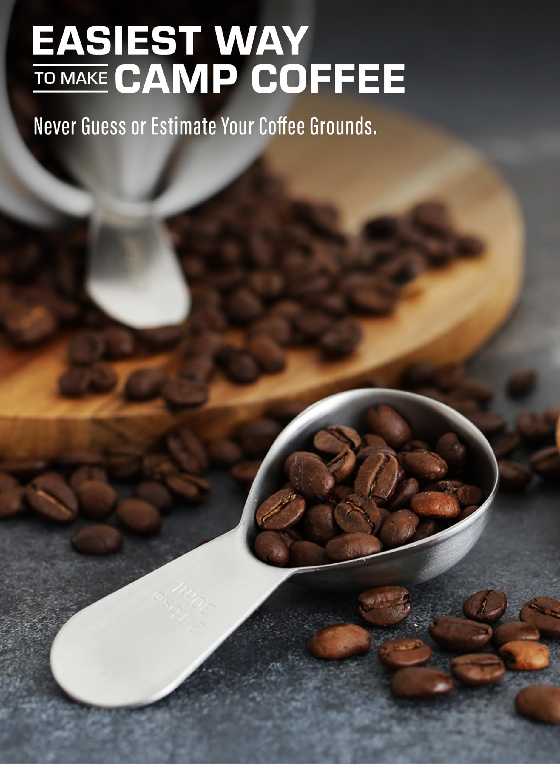 Coletti Coffee Scoop Pack Of 2 - Tablespoon Scoop - Stainless Steel Short Handle For Measuring Ground Coffee, Sugar And Baking (