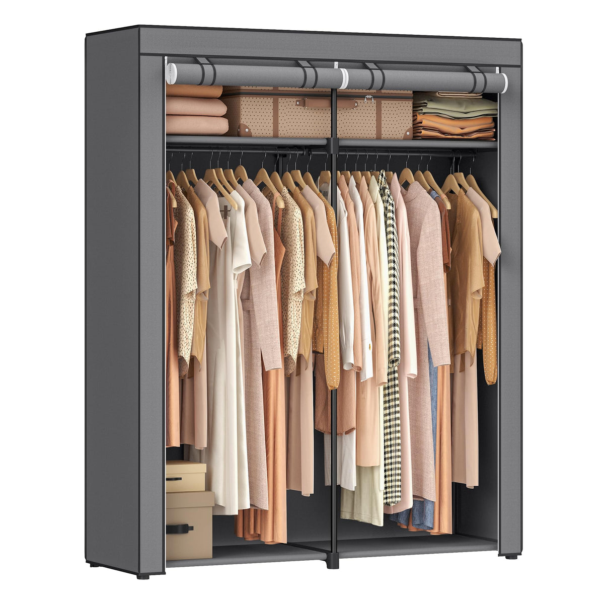 Songmics Closet Wardrobe, Portable Closet For Bedroom, Clothes Rail With Non-Woven Fabric Cover, Clothes Storage Organizer, 55.1