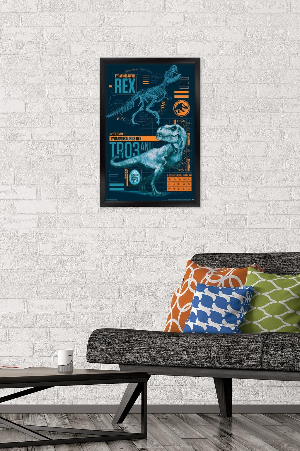 Trends International Jurassic World: Fallen Kingdom - T-Rex Wall Poster, 14.725'' X 22.375'', Black Framed Version