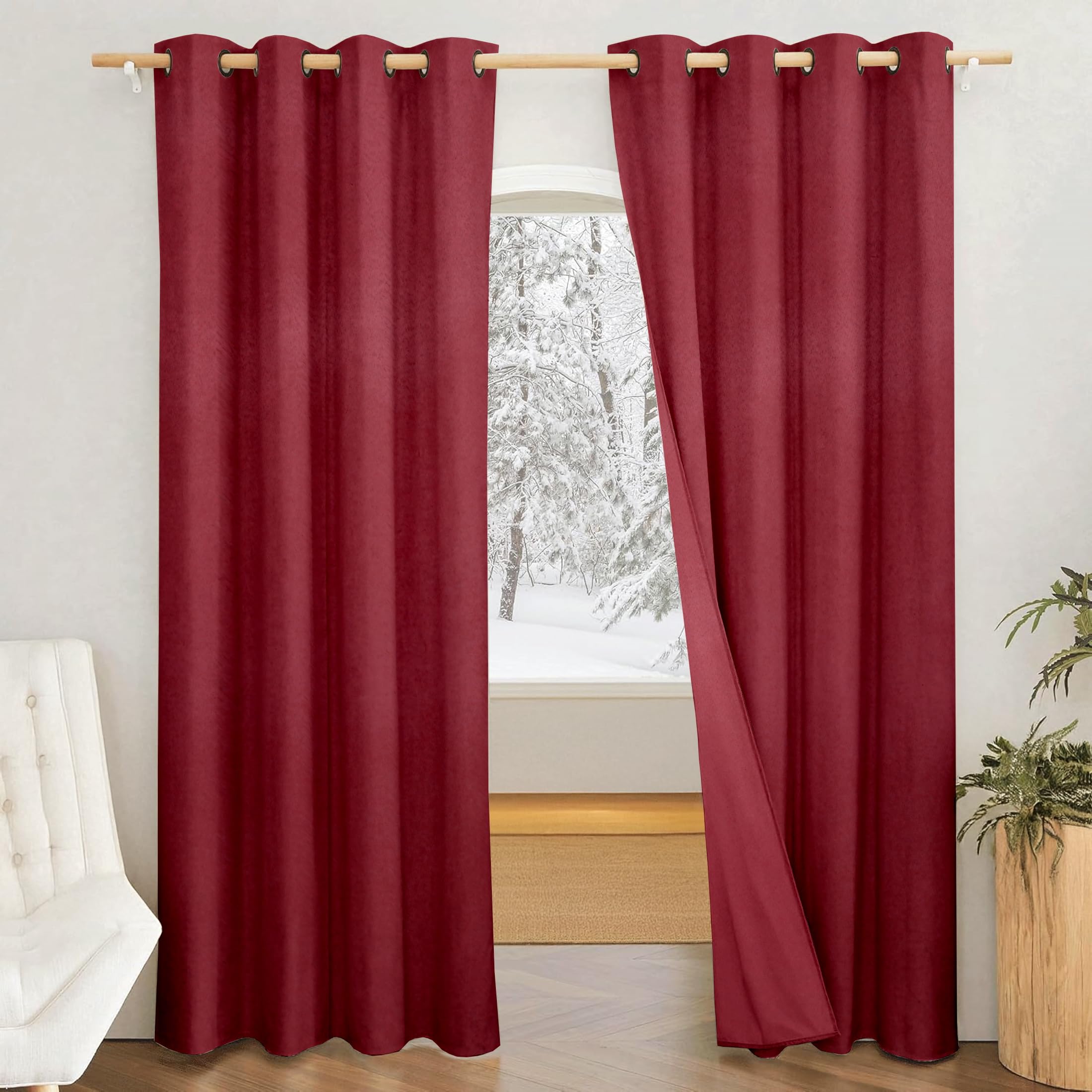 Amazon Brand - Solimo Polyester 100% Blackout Plain Long Door Curtains|Blackout Long Door Curtains|9 Feet |Set Of 2|Plain Design