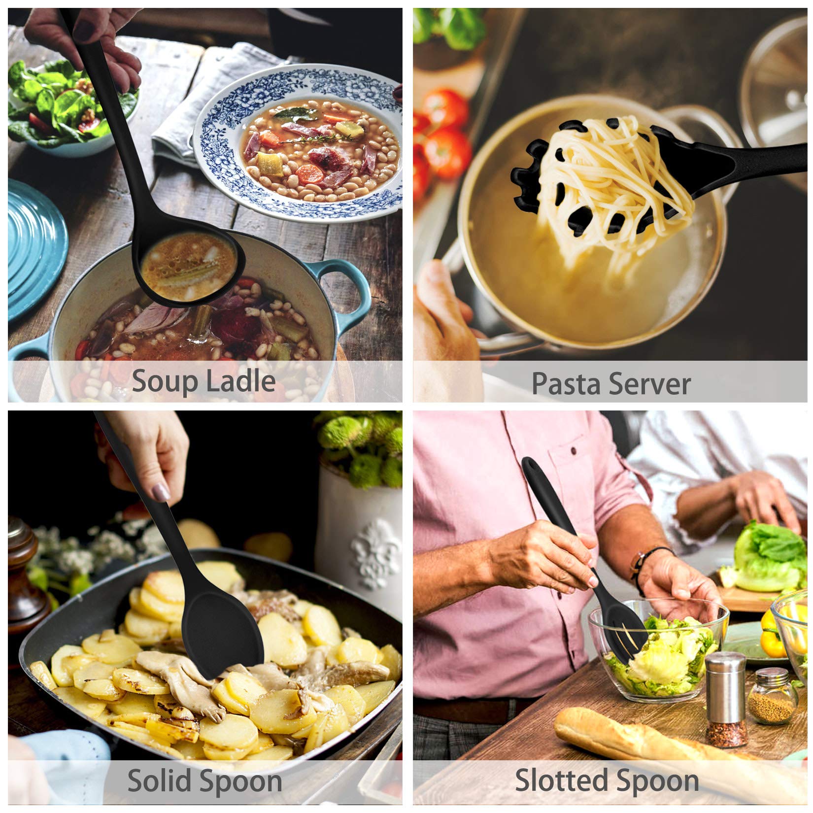 Kitchen Cooking Utensils Set Of 7, P&P Chef Heat-Proof Cooking Utensil Kitchen Spatula For Nonstick Cookware Cooking Serving, Sl