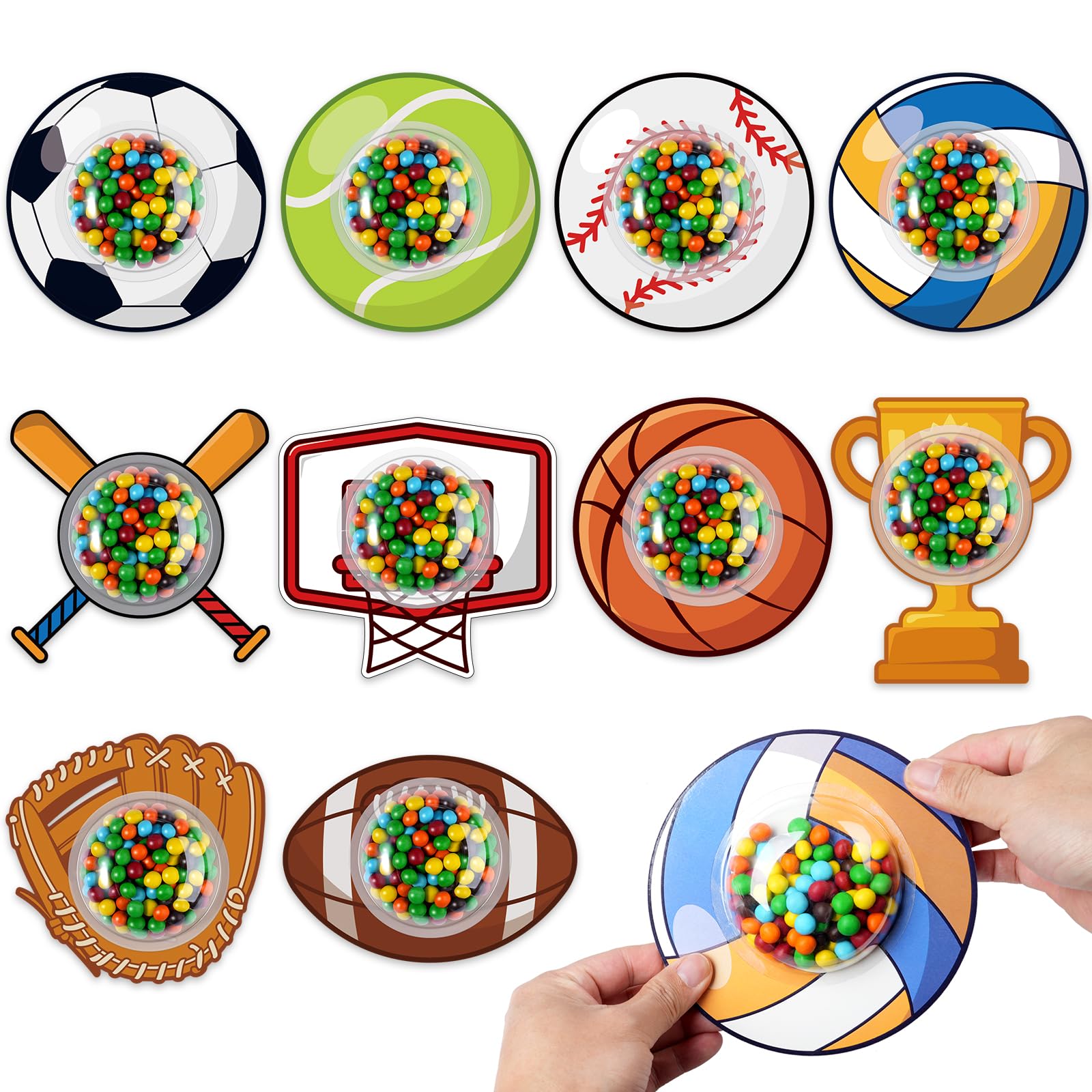 36 Set Valentines Day Cards With Candy Dome Holder, Sports Ball Valentines Candy Holder Cards For Kids, Funny Valentines Exchang