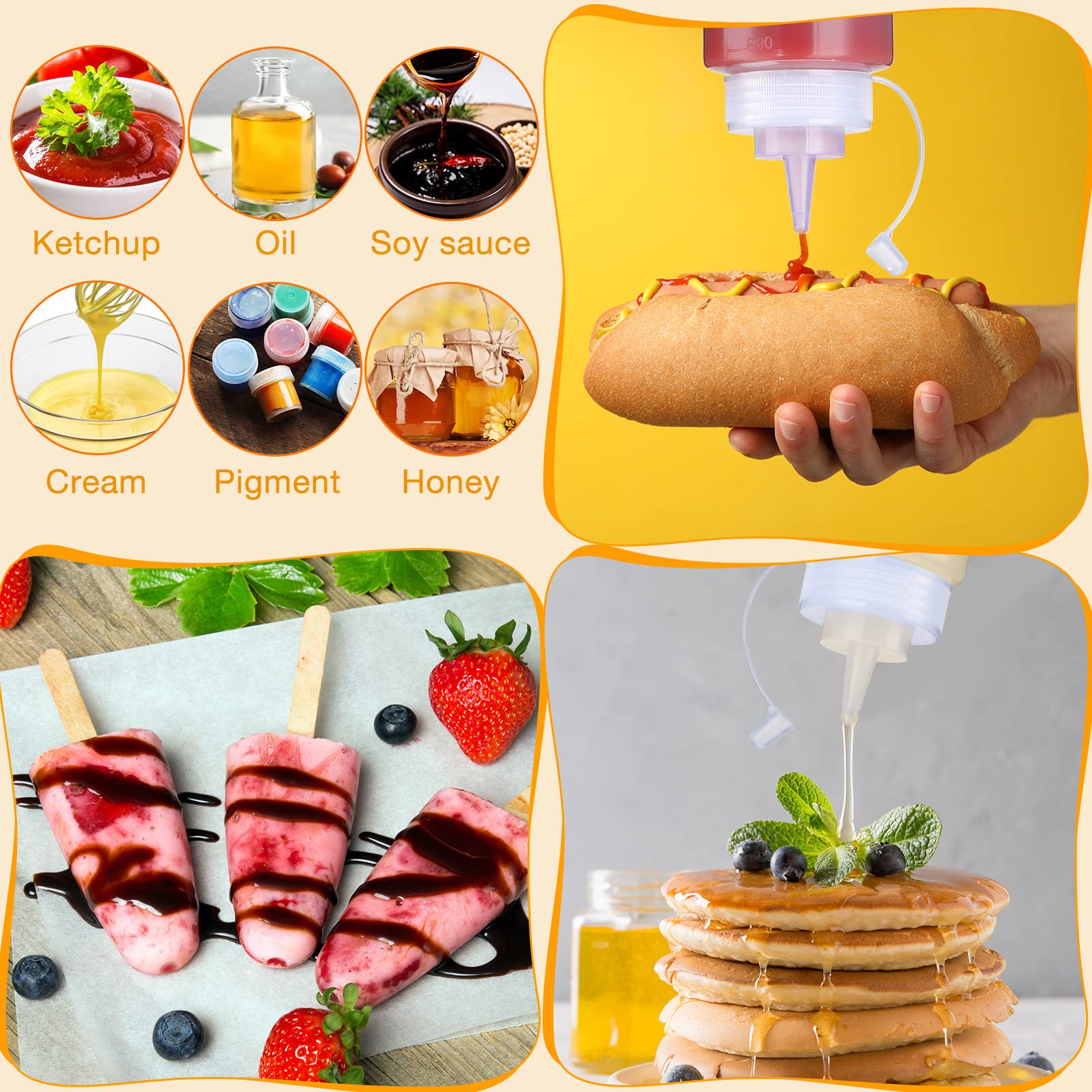 24 Pcs 24 Oz Plastic Condiment Squeeze Bottles Squeeze Leak Proof Multipurpose Squirt Bottles With Twist Top Cap For Sauces Ketc