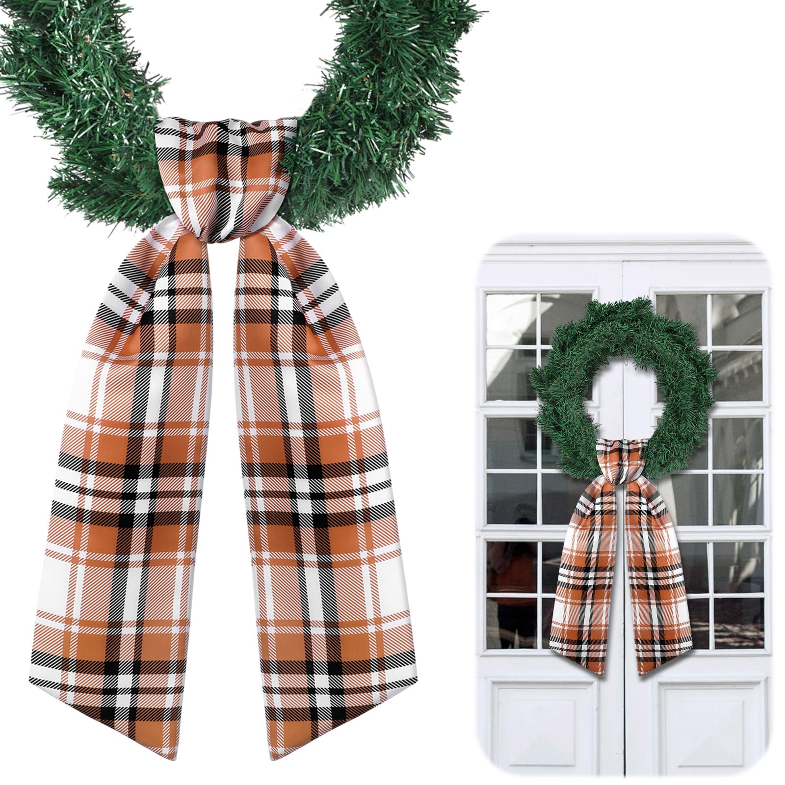 VitalCozy Wreath Sash for Front Door Wreath Satin Sash for Embroidery Monogram Garland Ribbon Accessories Xmas Party Yard Doorwa