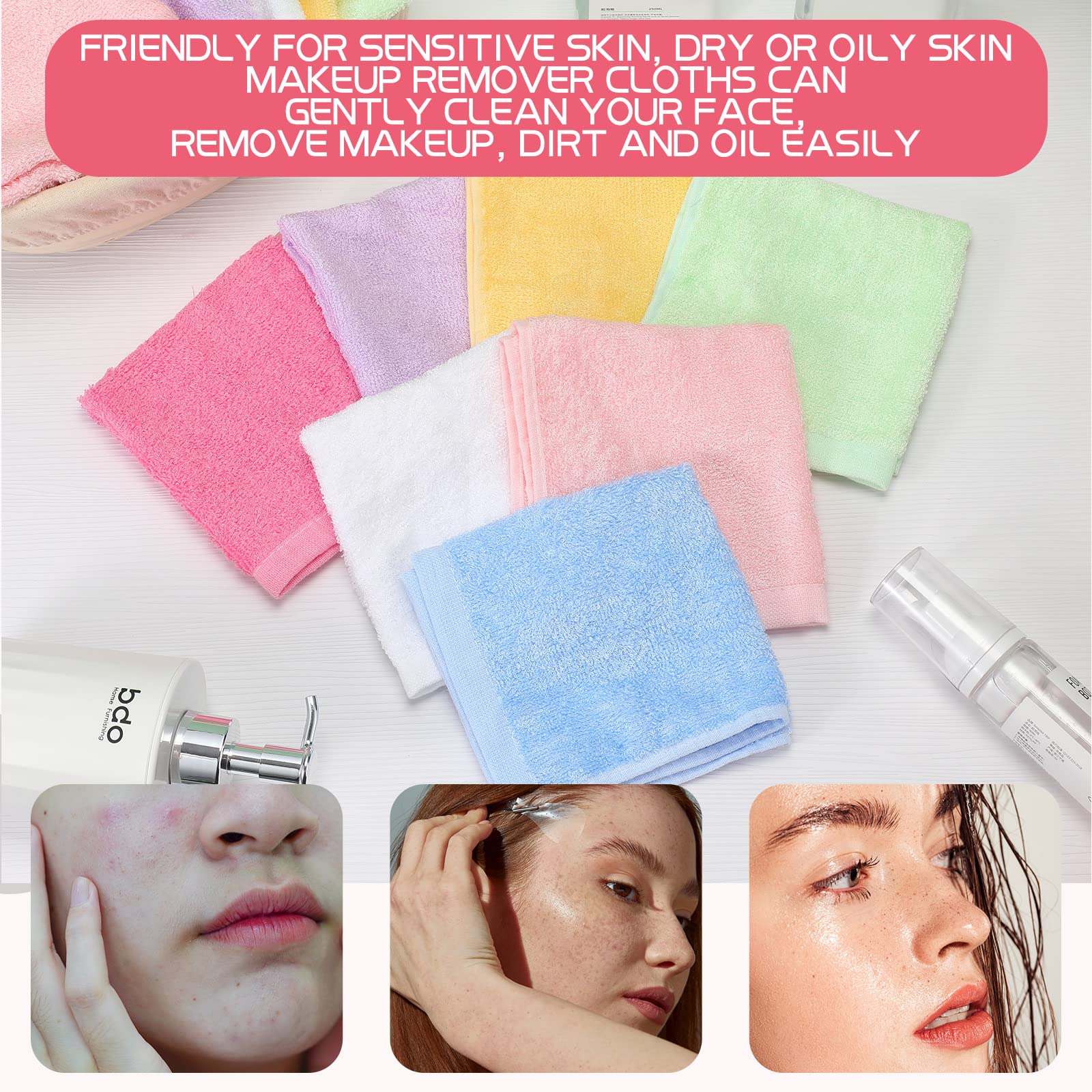 Newwiee 40 Pcs Wash Cloth Bulk Cotton Bath Hand Face Washcloths Soft Quick Drying Towel For Women Bathroom Washing Body Viscose