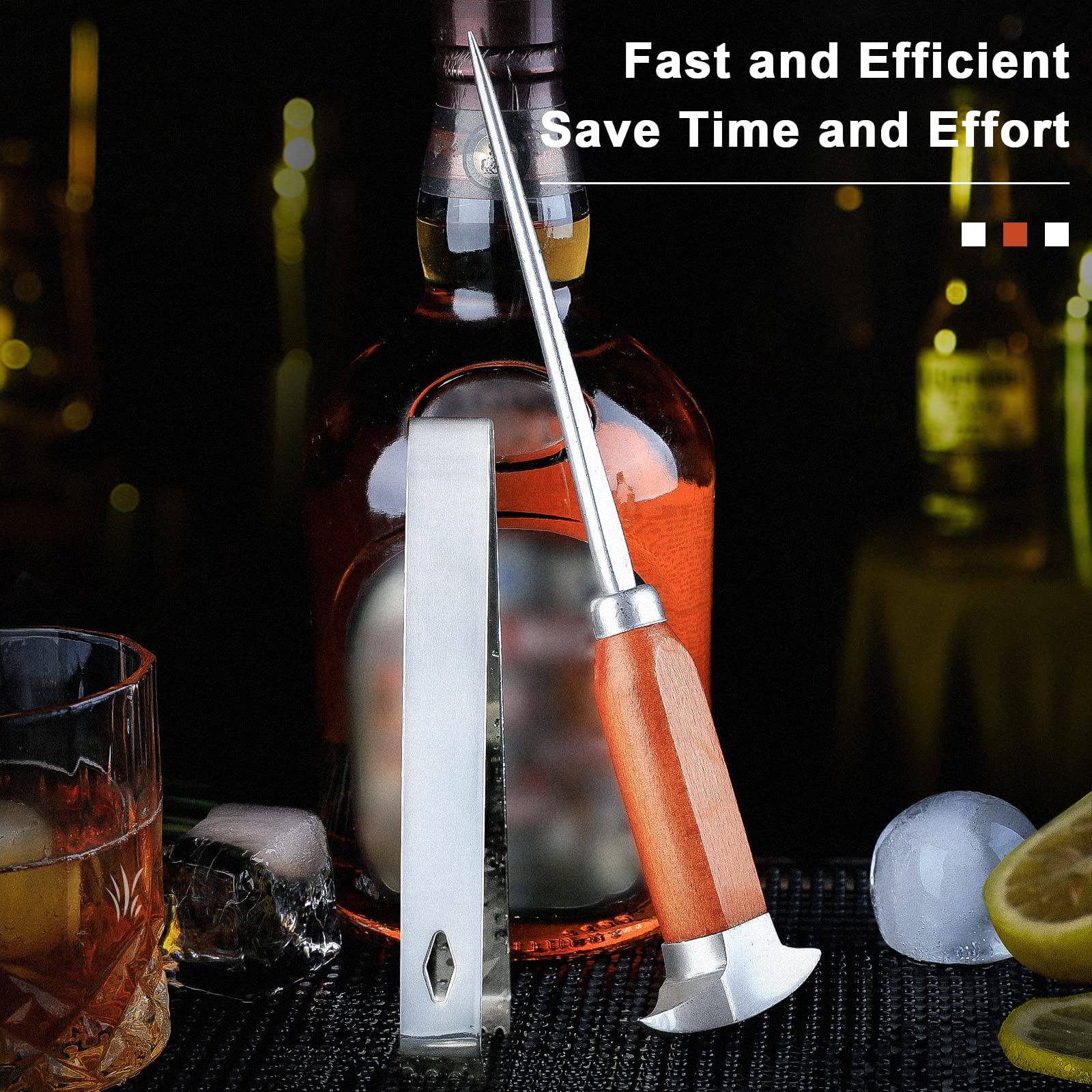Ice Pick - 9 Inch Stainless Steel Ice Crusher And Ice Tong For Breaking Ice Japanese Style Ice Chipper Ideal For Bars And Home S