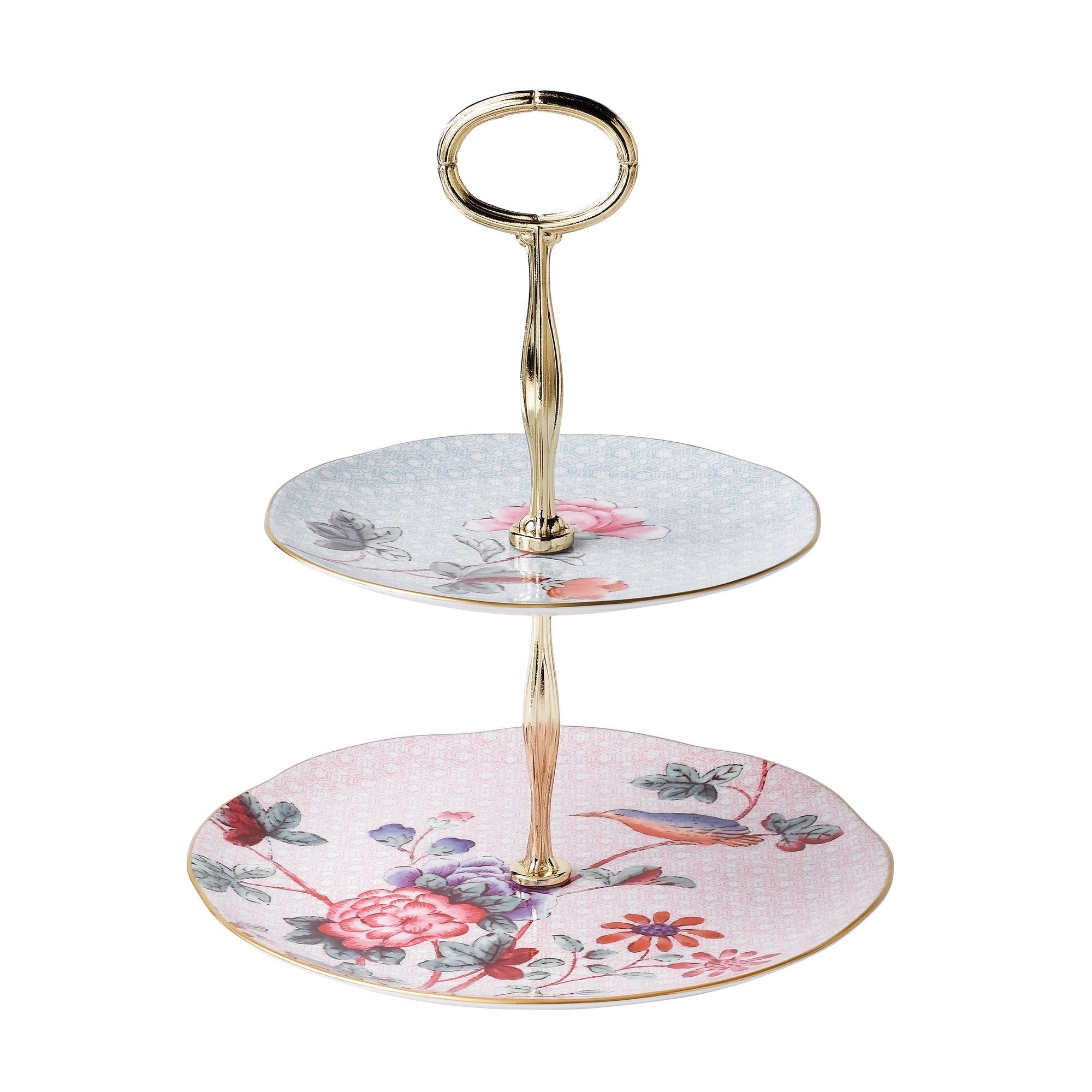 Wedgwood Cuckoo 2 Tiered Cake Stand, 9.5'' X 7.9'' X 5.5'', Multi Floral