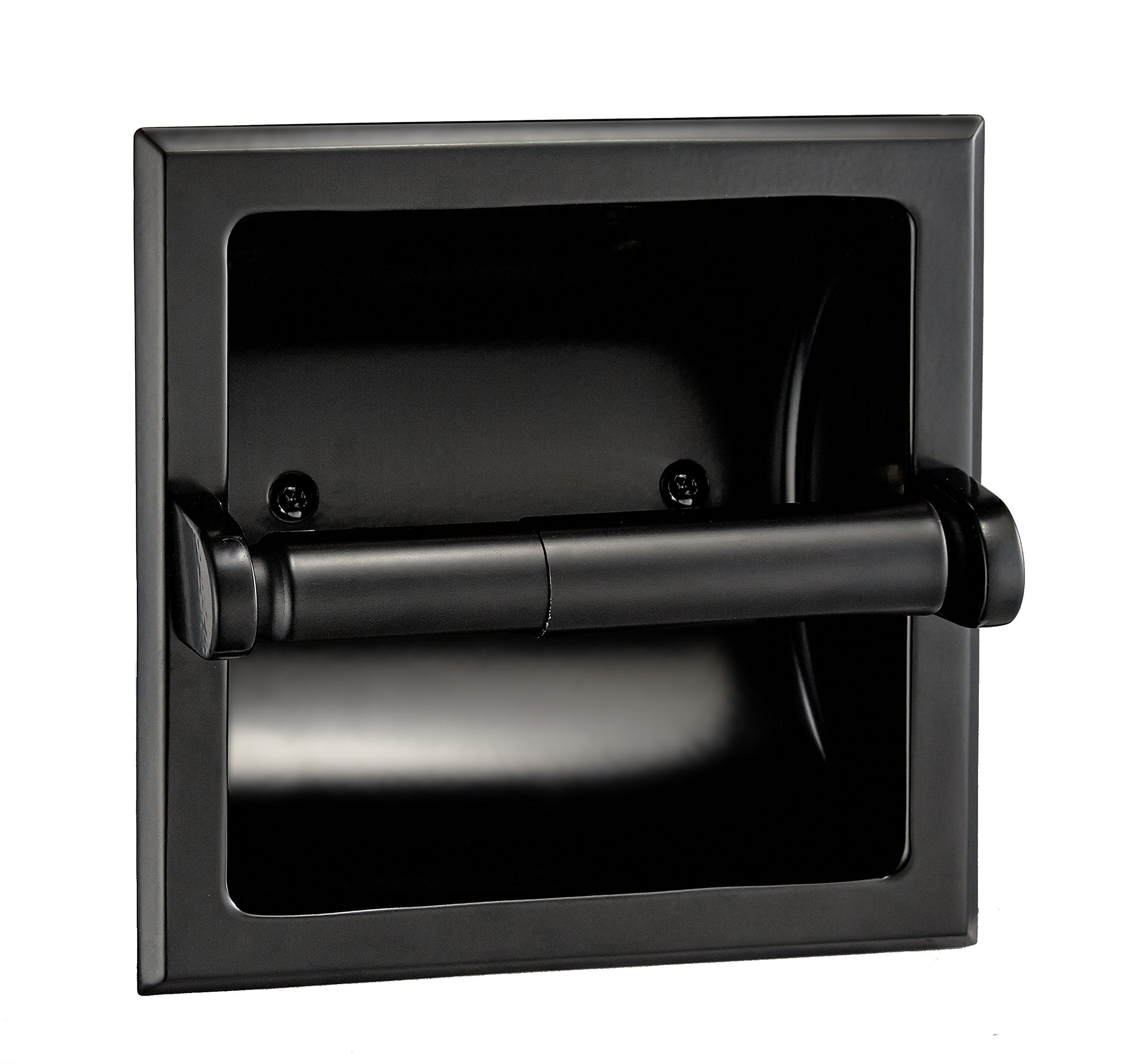 Designers Impressions Black Recessed Toilet/Tissue Paper Holder All Metal Contruction - Mounting Bracket Included