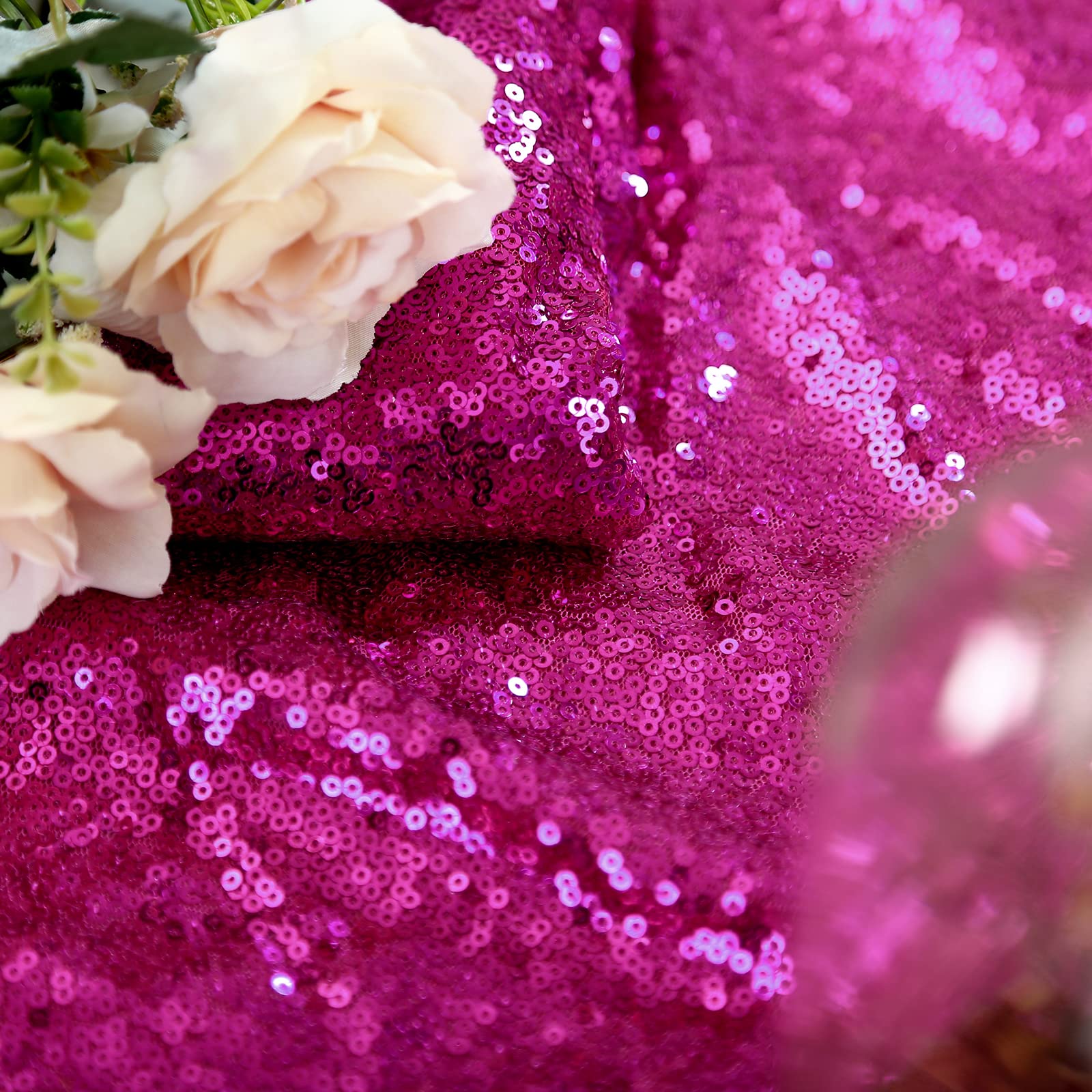 B-Cool Rectangle Tablecloth Party Hot Pink Tablecloths Fuchsia Sequin Tablecloth For Wedding Party Banquet Sequin Tablecloths