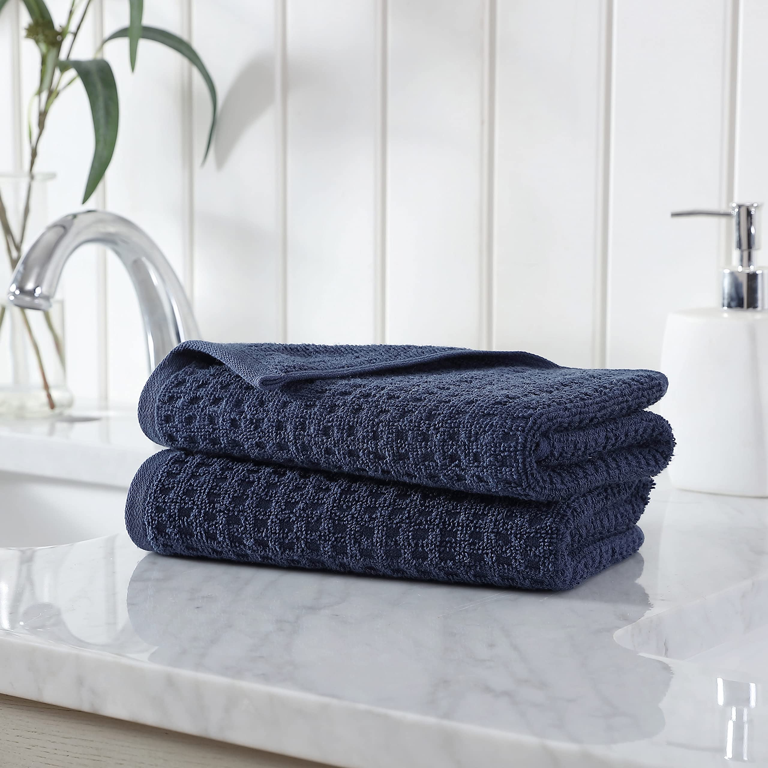 Tommy Bahama- Hand Towel Set, Highly Absorbent Cotton Bathroom Decor, Low Linting & Fade Resistant (Northern Pacific Dark Blue,