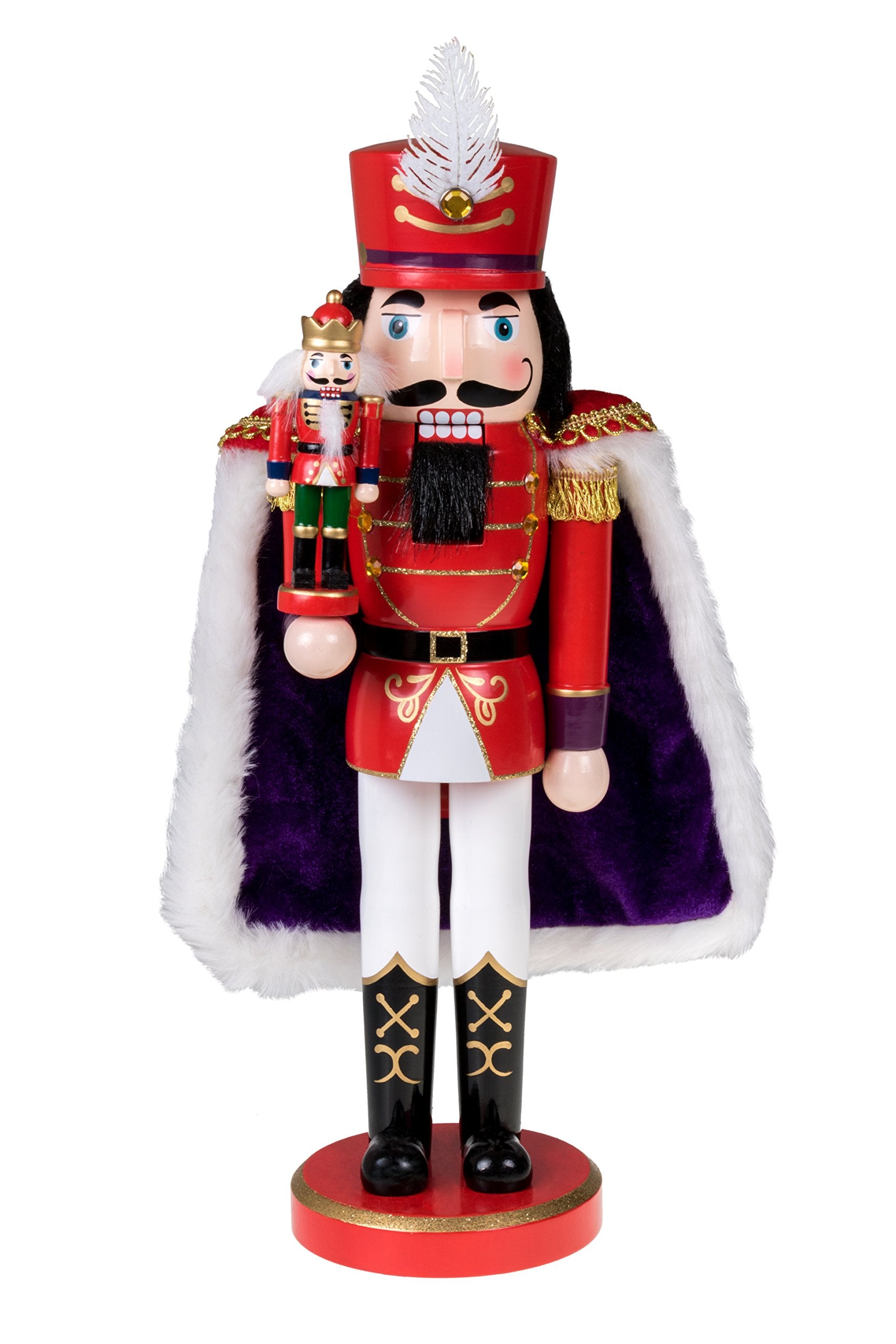 Clever Creations Red Prince 14 Inch Traditional Wooden Nutcracker, Festive Christmas D  cor for Shelves and Tables