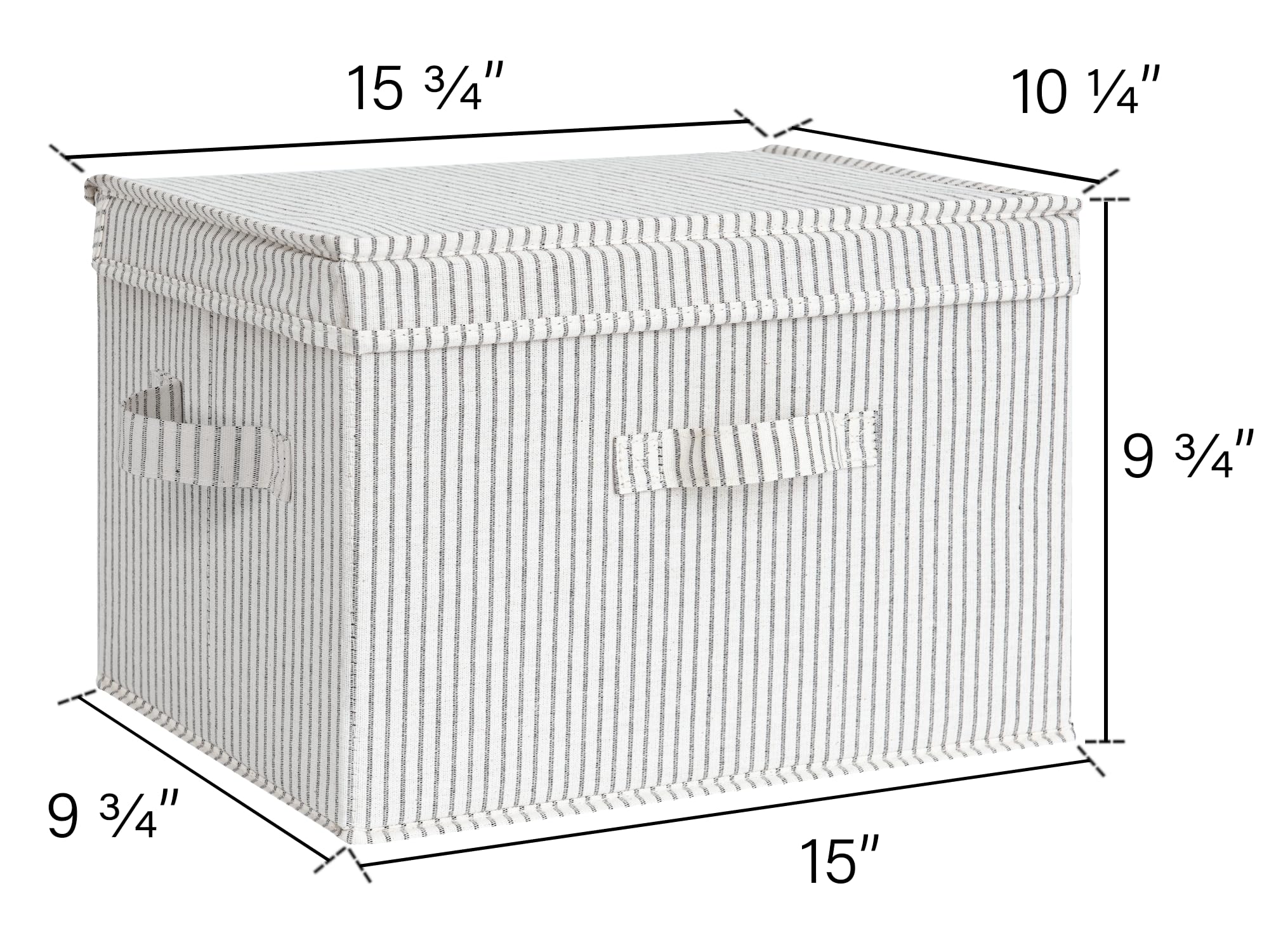Storageworks Decorative Storage Boxes, Storage Basket With Lid And Handles, Gray And White Stripes, Large, 2-Pack