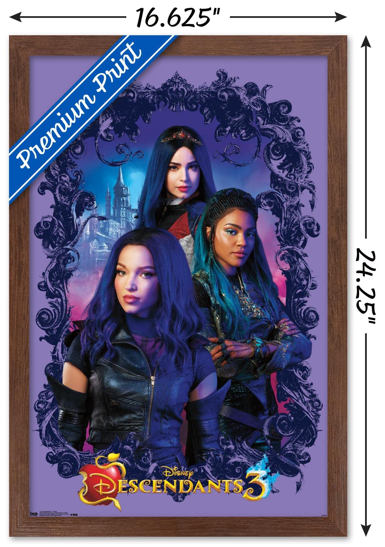 Trends International Disney Descendants 3 - Group Wall Poster, 14.725'' X 22.375'', Mahogany Framed Version