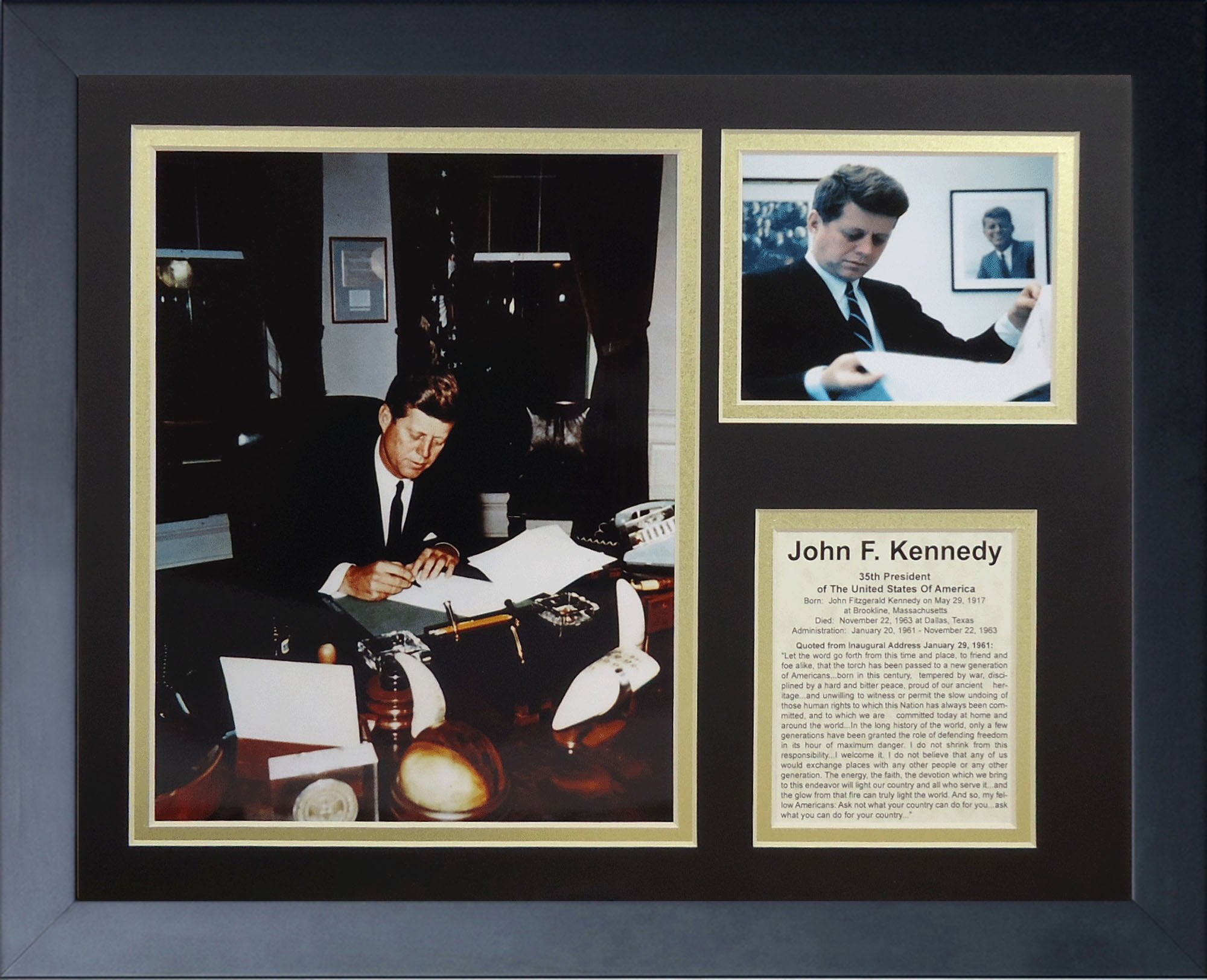 Legends Never Die John F. Kennedy II Framed Photo Collage, 11 x 14-Inch,Black