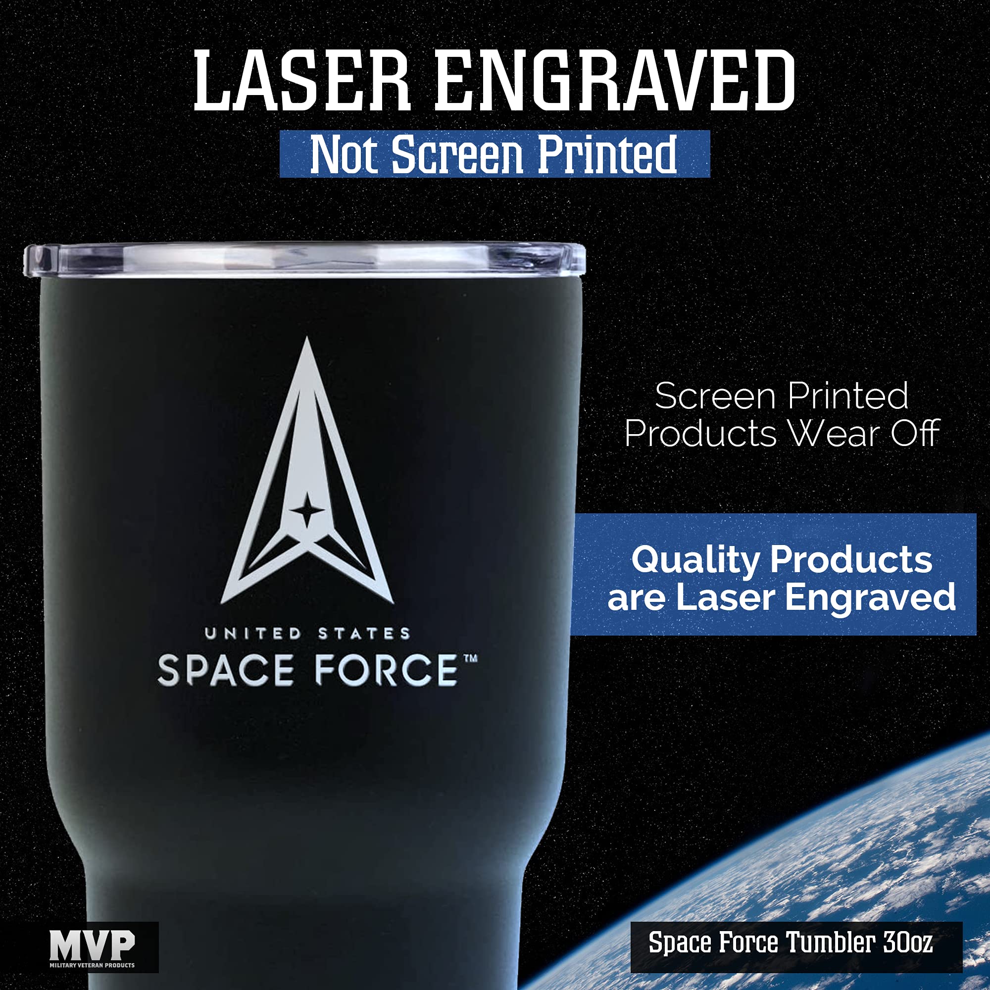 Military Gift Shop Space Force Tumbler - 30 Oz - Double Wall Vacuum Insulated Stainless Steel