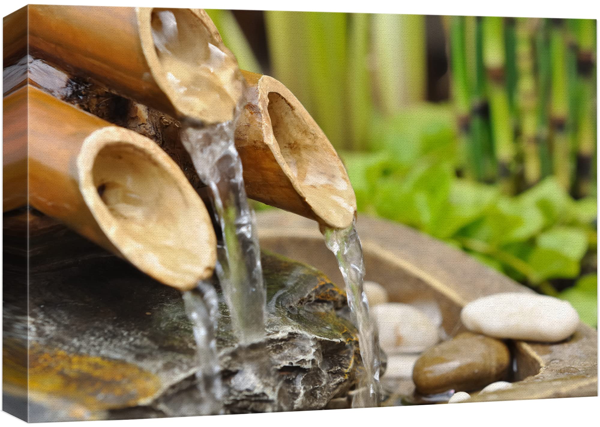 Wall26 Canvas Print Wall Art Bamboo Waterfall In The Zen Forest Floral Nature Photography Realism Bohemian Scenic Relax/Calm Coo