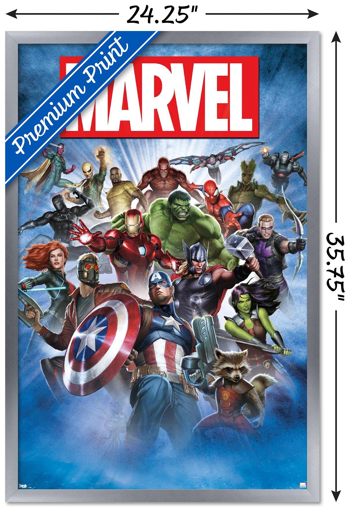 Trends International Marvel Comics - Group Shot Wall Poster, 22.375'' X 34'', Silver Framed Version
