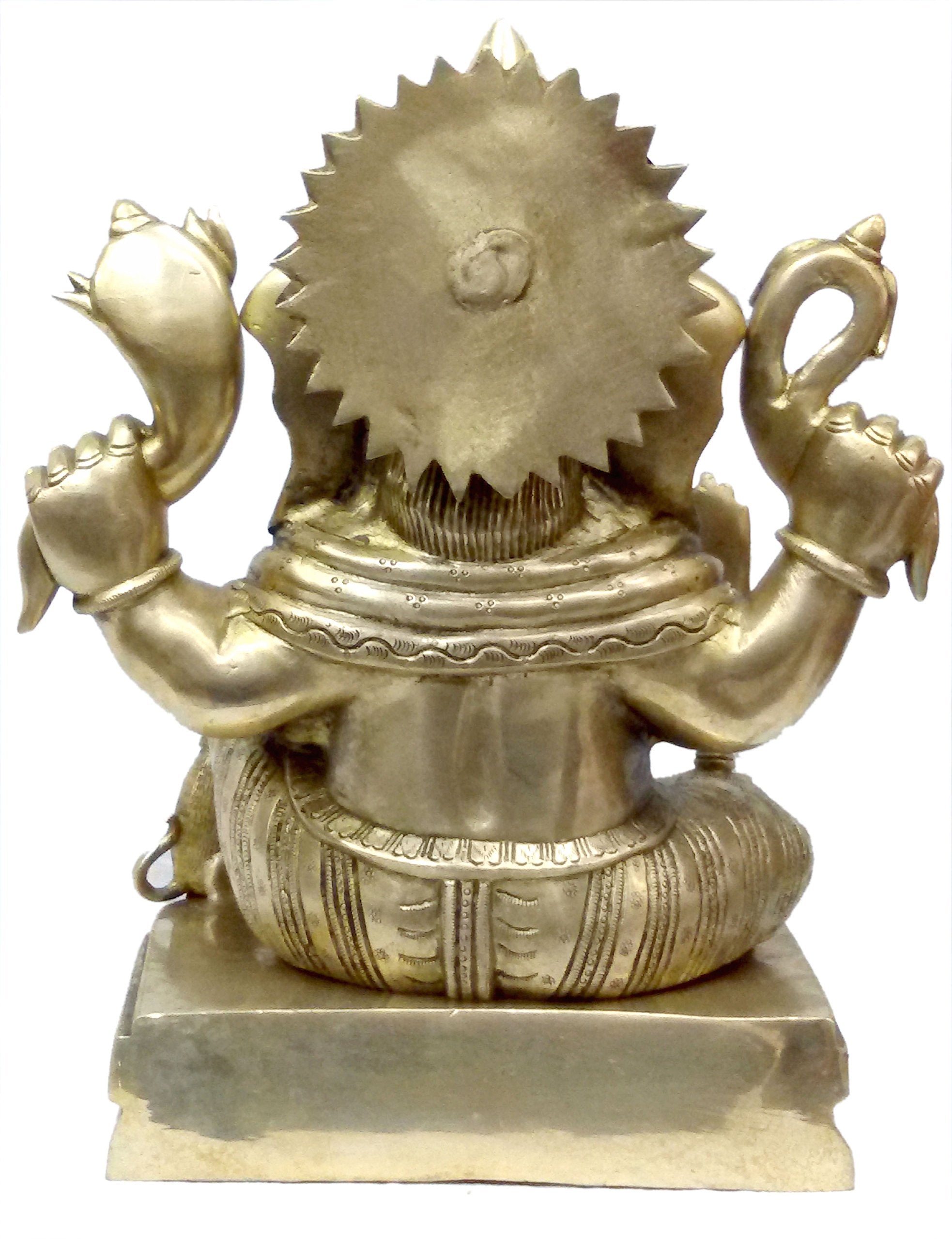 Kalarambh Brass Ganesha/Ganesh/Ganpati Idol Murti Statue For Home Pooja Puja Mandir Decor Collectible Handicraft Art, Yellow, 10