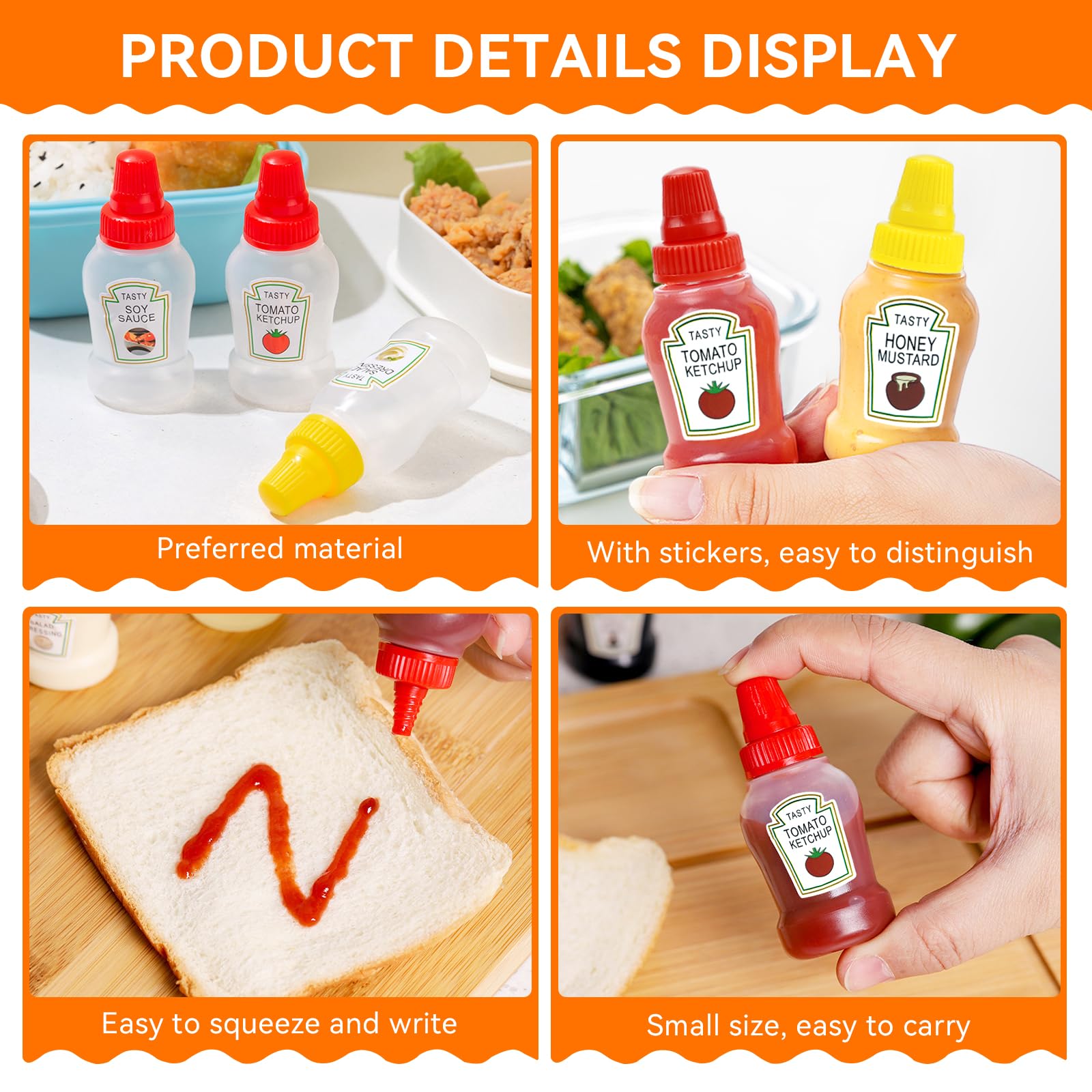 12 Pcs Mini Ketchup Bottles For Bento Box Accessories 25Ml Condiment Squeeze Bottles Plastic Sauce Container For Sauce Condiment