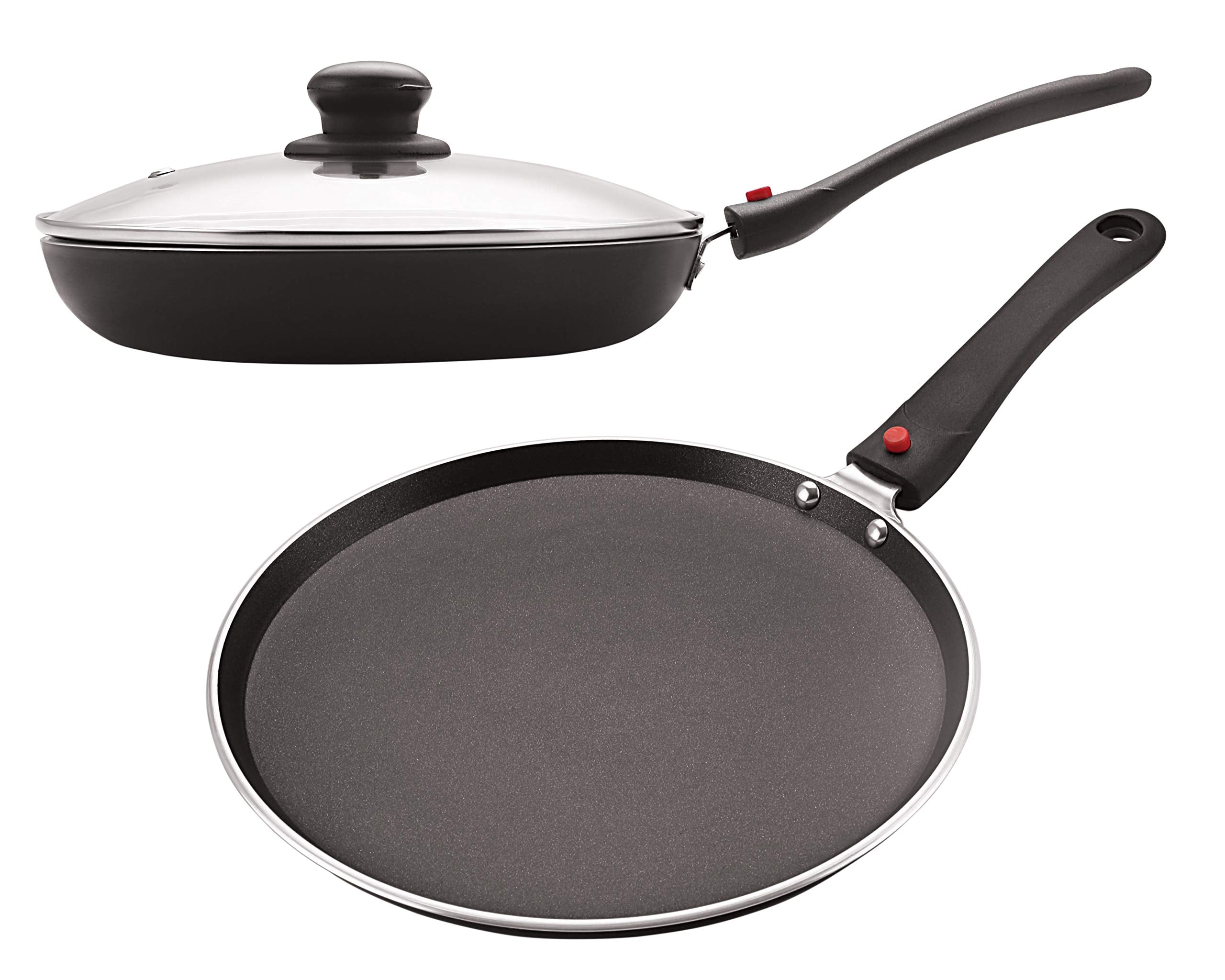 Celebrino 2 Pcs Cooking Set,Removable HeatResistant Handle, Heavy Guage 4Mm Thickness Aluminum Cookware For Induction/Electric/