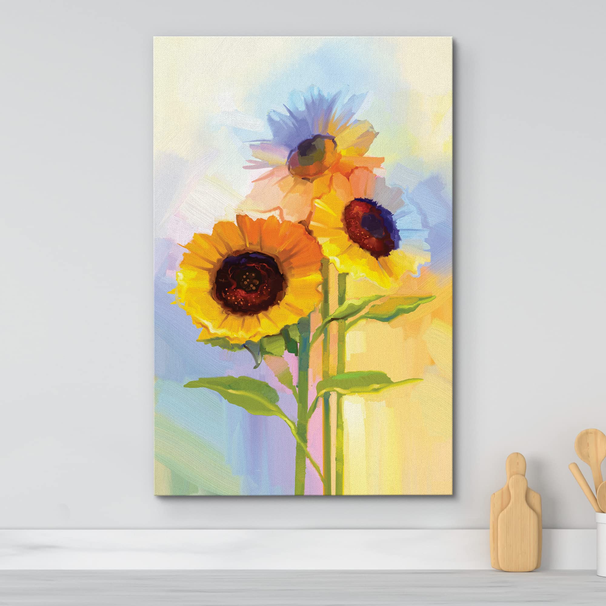 Wall26 Canvas Print Wall Art Watercolor Smudge Effect Sunflower Bouquet Floral Botanical Illustrations Modern Art Rustic Scenic