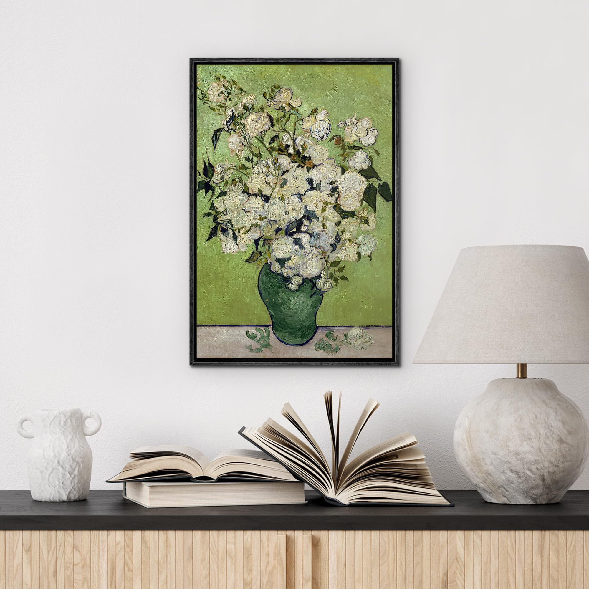 Wall26 Framed Canvas Print Wall Art Irises & Roses By Master Artist Vincent Van Gogh Nature Wilderness Illustrations Fine Art Re