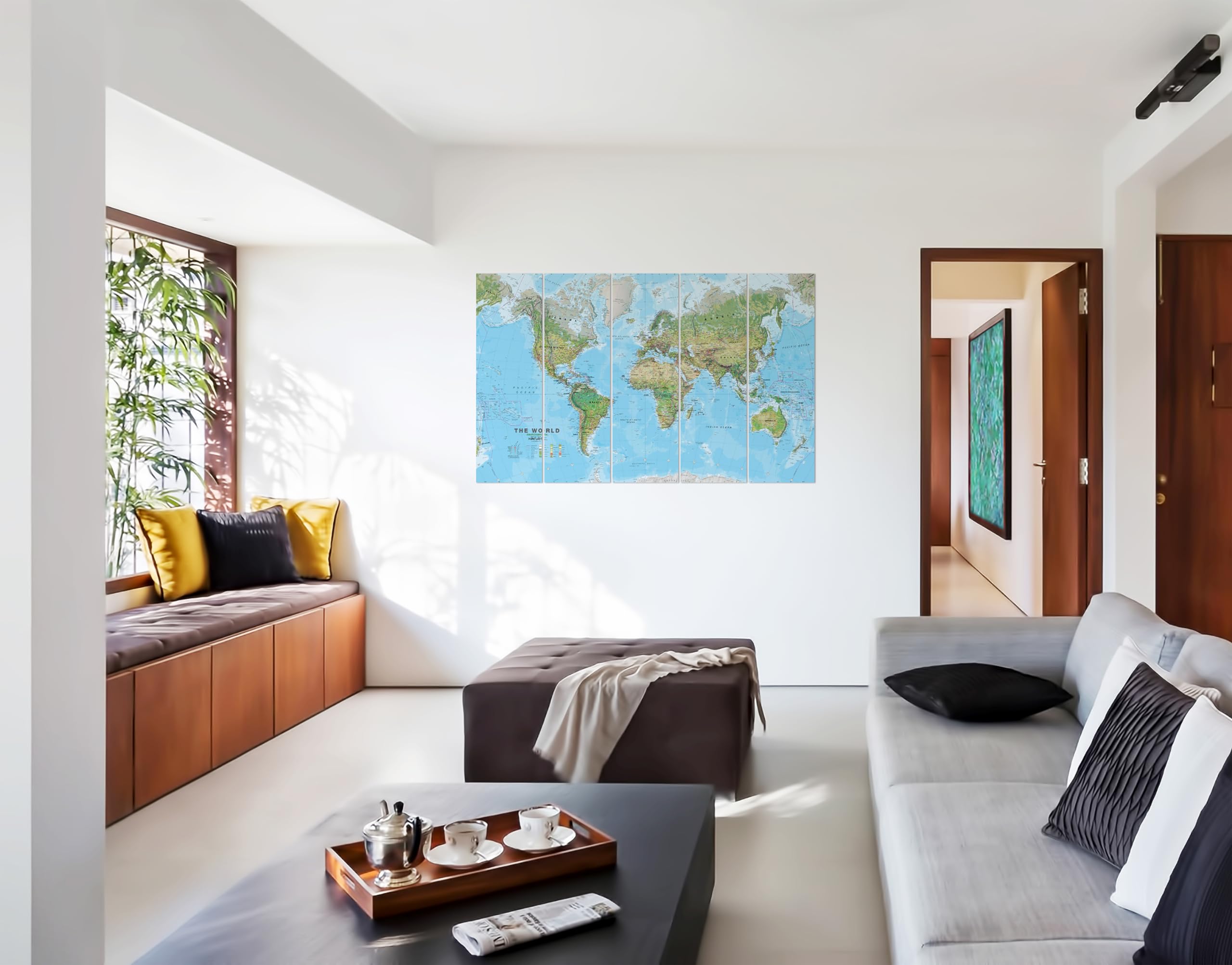 WallDesign World Map Wall Art Vinyl Painting - (48.5 in Width x 30 in Height)