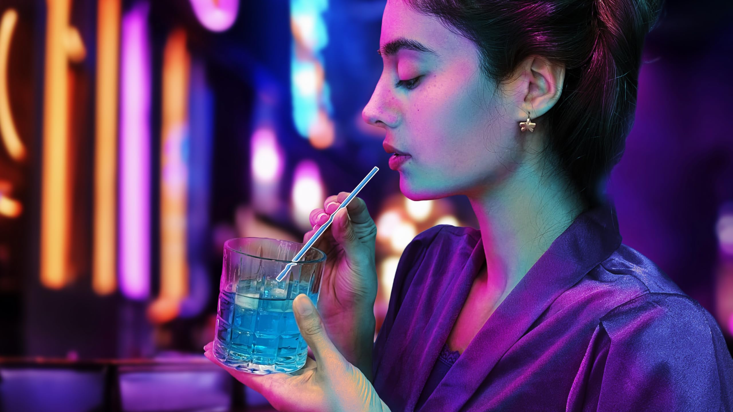 Disposable Plastic Coffee Stirrer Straw - 5 Inch Sip Stir Stick (Blue, 1000)