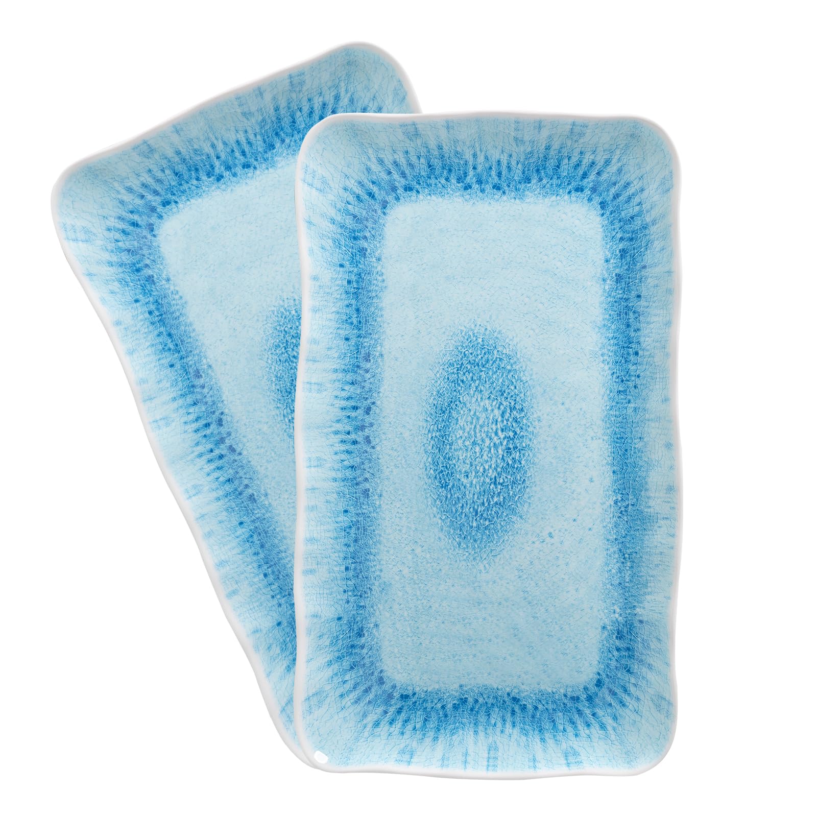 Zarocrus Large Farmhouse Melamine Serving Trays, Set Of 2, 17 X 10 Inches Serving Platters For Food Serving, Durable And Dishwas