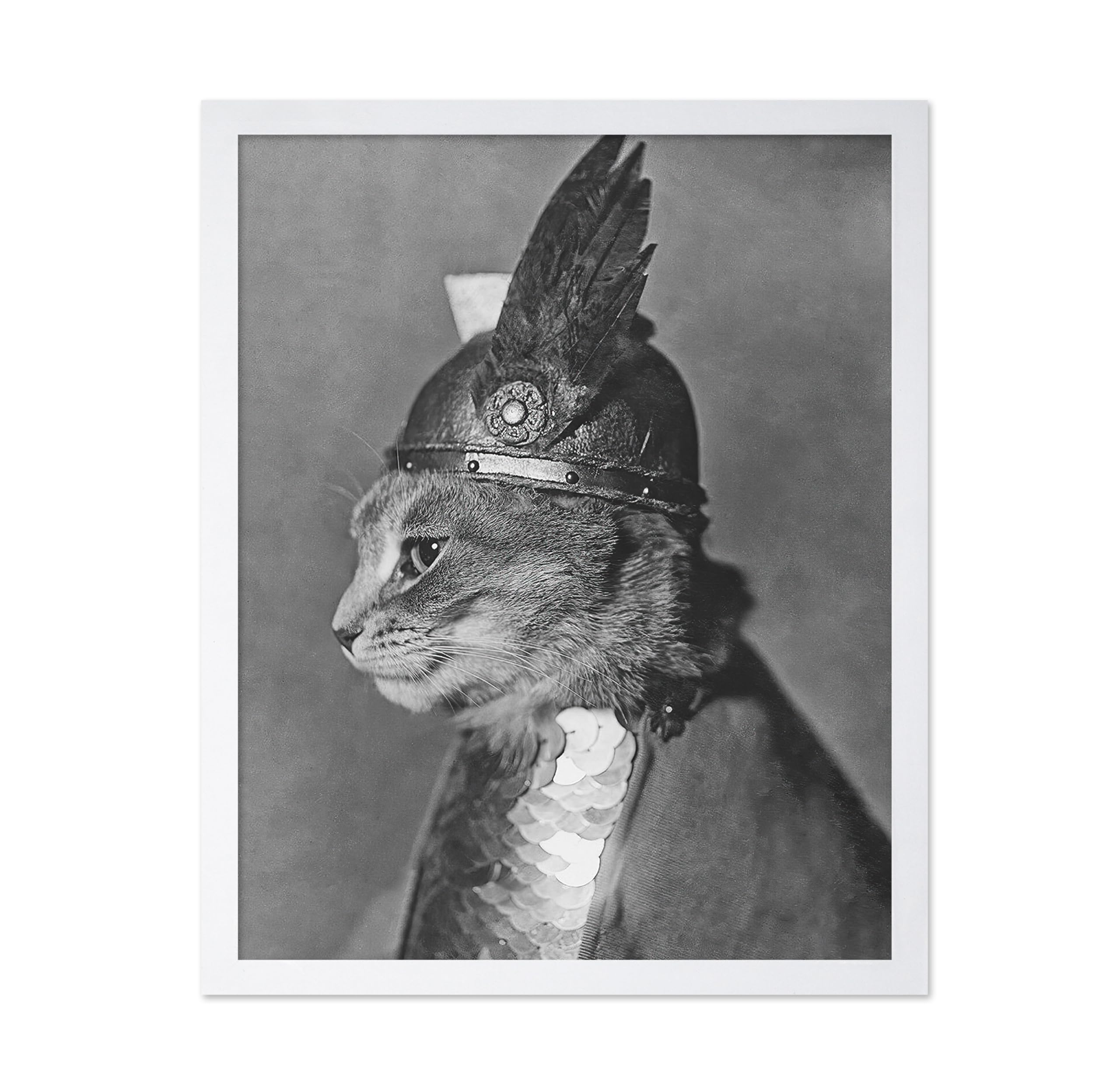 Poster Master Vintage Brunhilde the Cat Poster - Retro Armored Cat with Winged Helmet Print - Cat Art - Funny Gift for Him, Her,