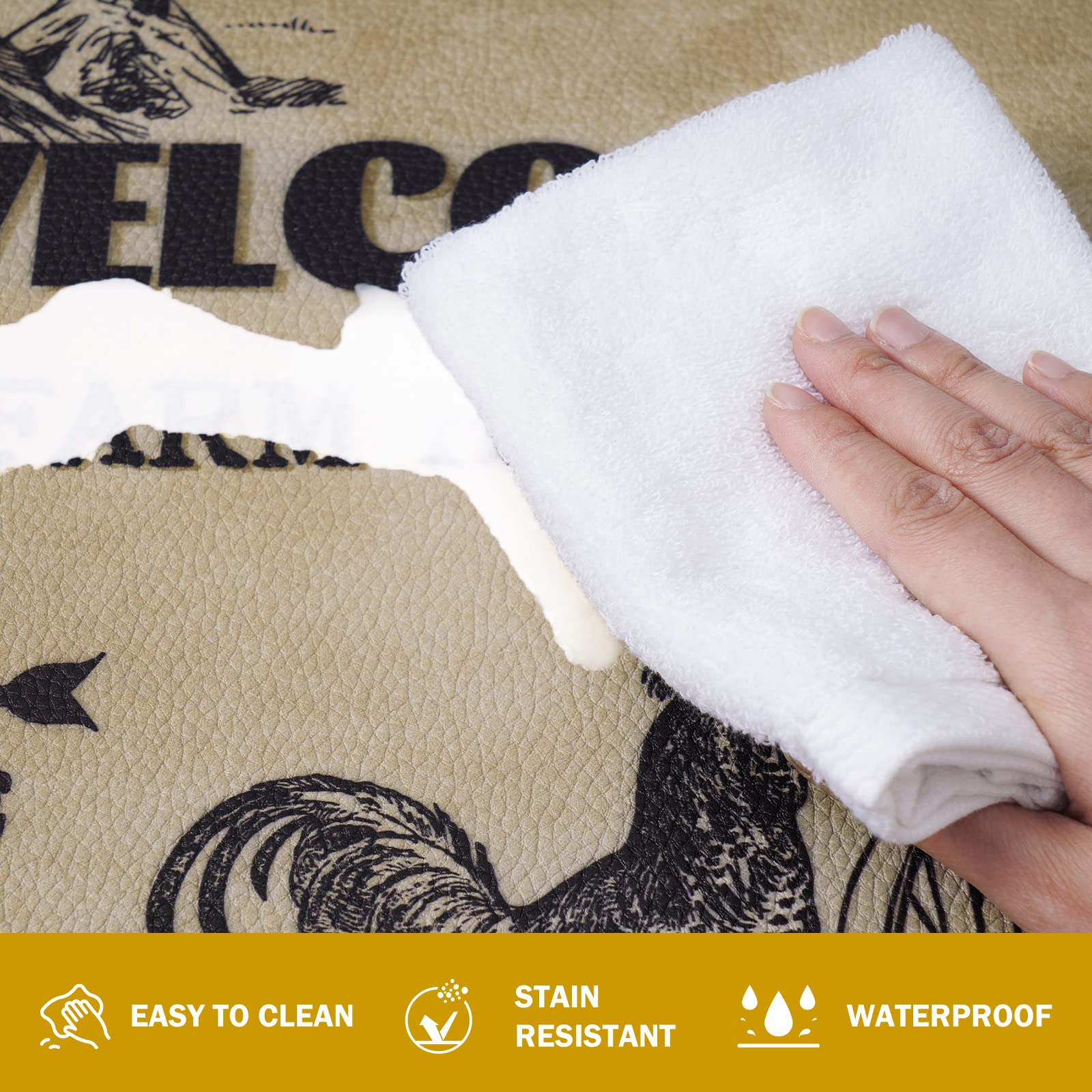 Aspmiz Farmhouse Kitchen Mat Set Anti Fatigue 2 Piece, Non-Skid Waterproof Kitchen Mats And Rugs Cushioned, Washable Kitchen Rug