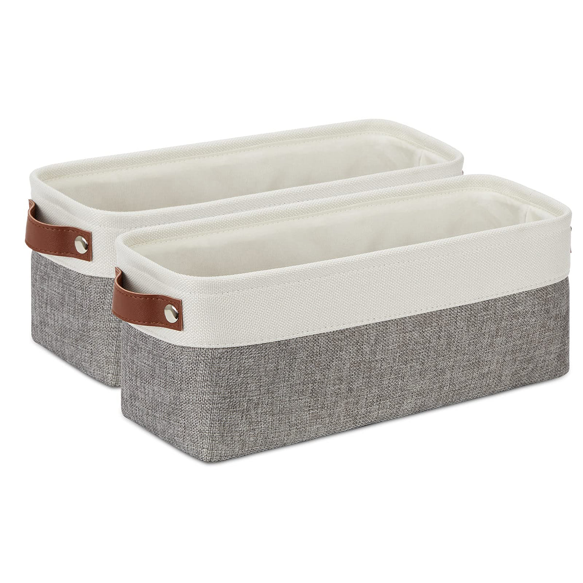 Dullemelo Small Storage Baskets 15''X6''X5.5'', Fabric Storage Bins For Toilet Tank Top [2 Pack], Back Of The Toilet Basket (Whi