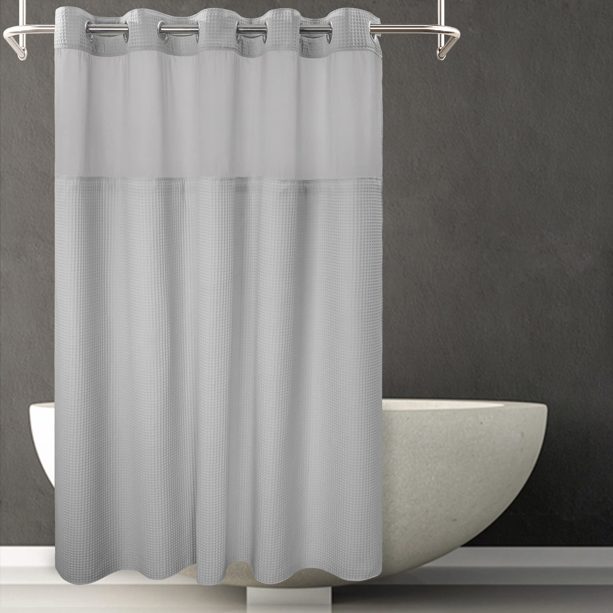 River Dream Lake Wanaka Fabric Shower Curtain Set, Cotton Blend, Waffle Weave, With Snap In Replacement Liner,71 X 74 Inches