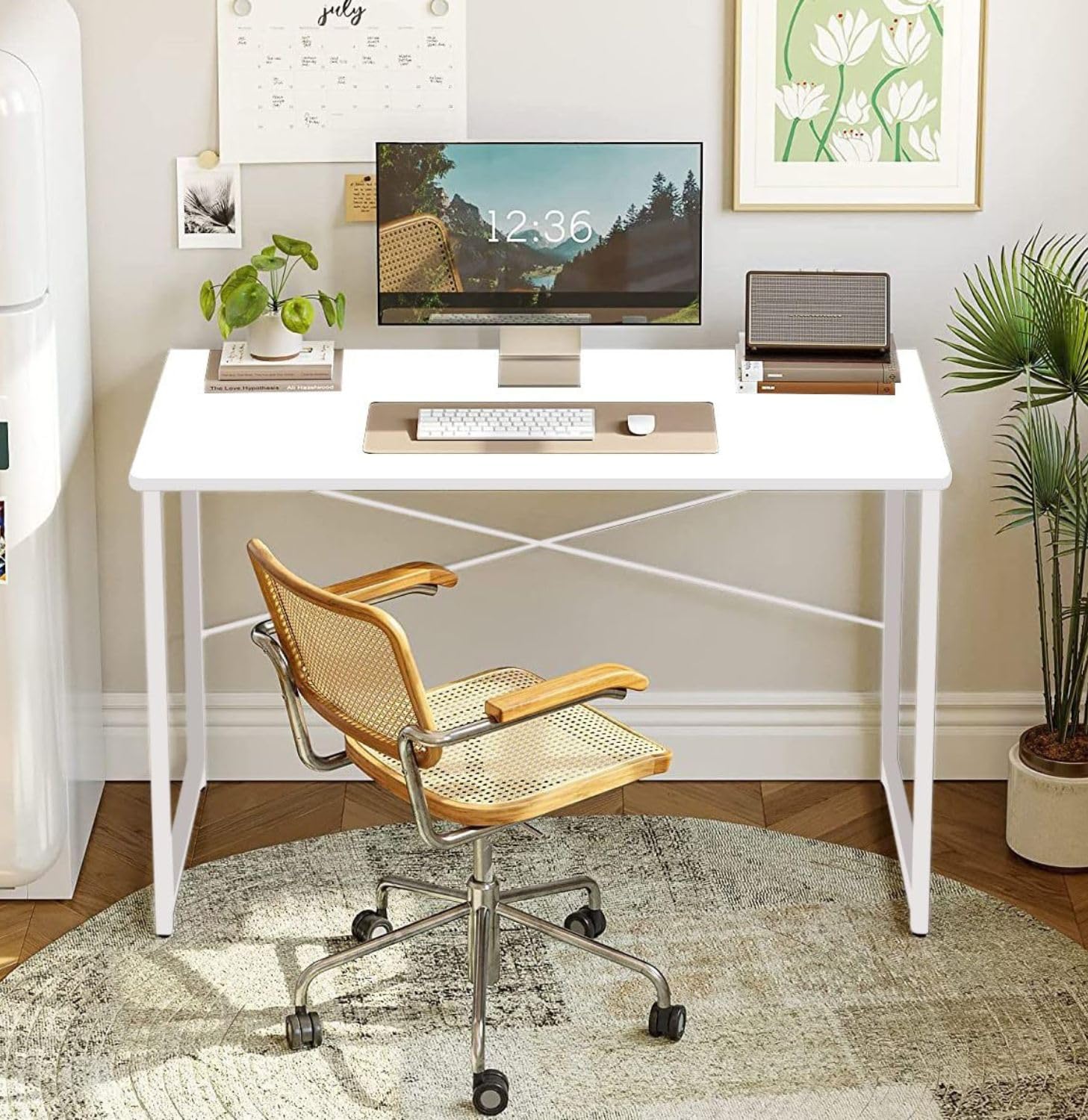 Qara Wood Laminated Study Table, Computer Table For Home,Office Table, Desktop,Laptop Table, Office Desk (Everest White With Whi