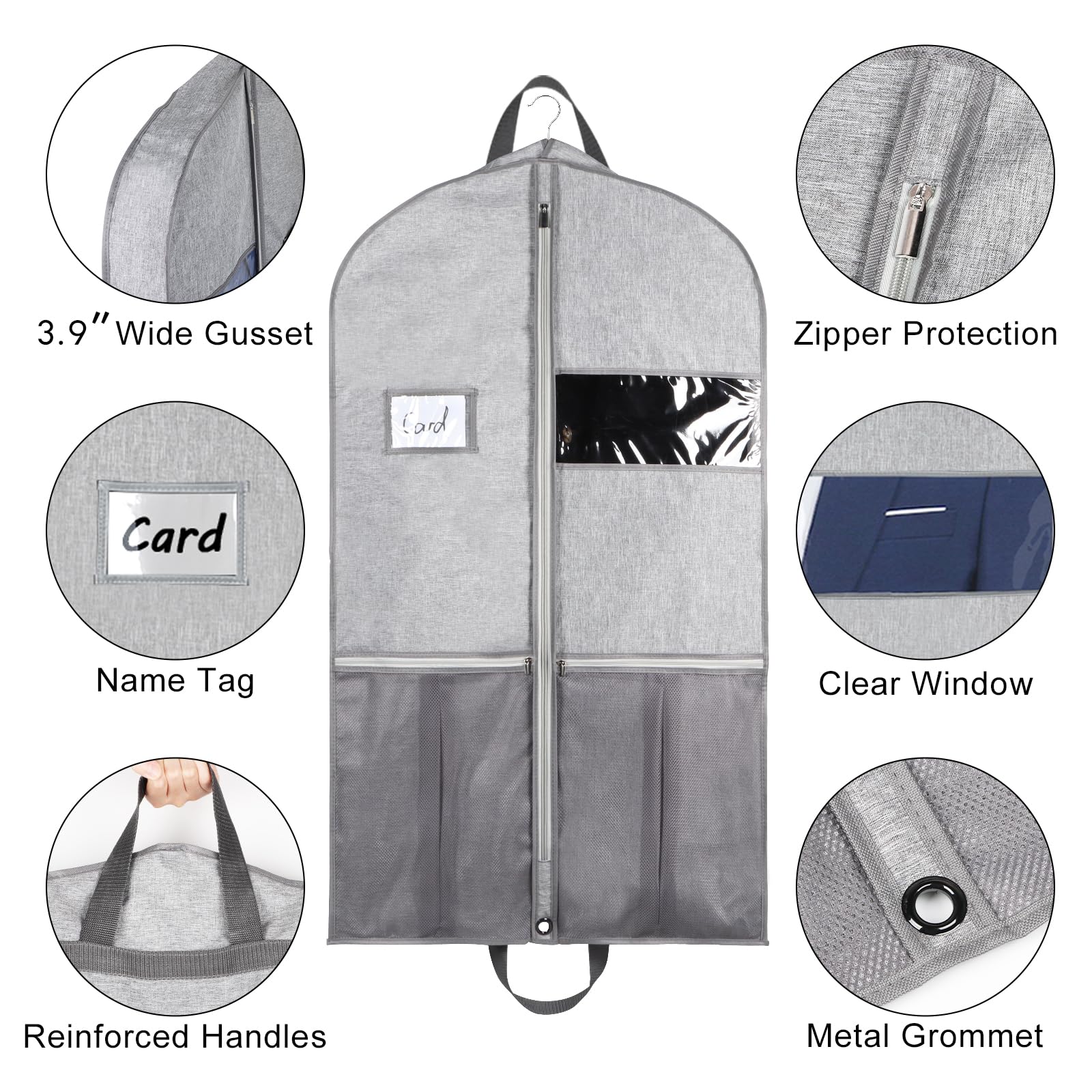 Zilink Heavy Duty Garment Bags For Travel 43   Suit Bags For Hanging Clothes Waterproof Gusseted Suit Cover Bags For Closet Stor