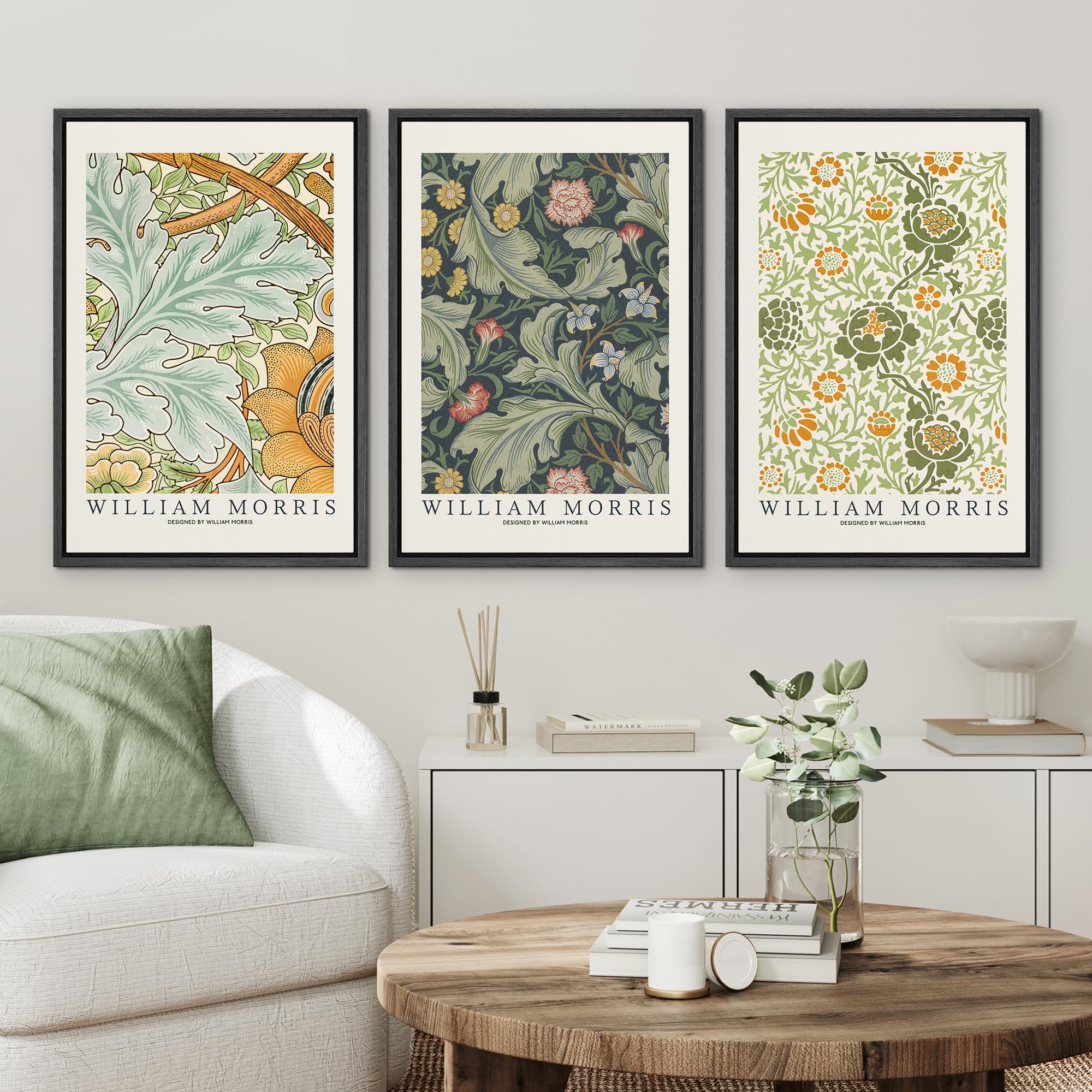 Wall26 Framed Canvas Print Wall Art Set William Morris Flower Tapestry Posters Nature Wilderness Illustrations Modern Art Decora