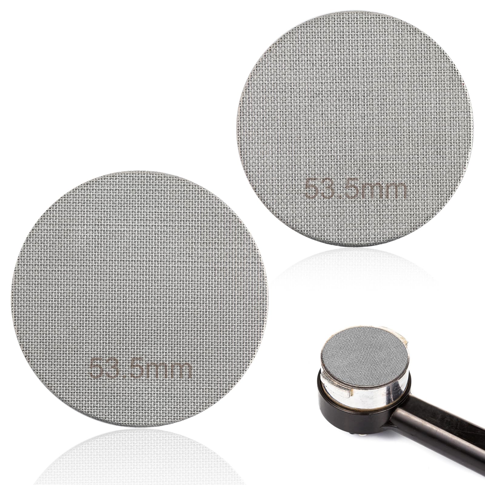 2Pcs 53.5Mm Espresso Screen Filter, 316 Stainless Steel Espresso Puck Screen 150M Reusable Espresso Portafilter Puck Screen Stur