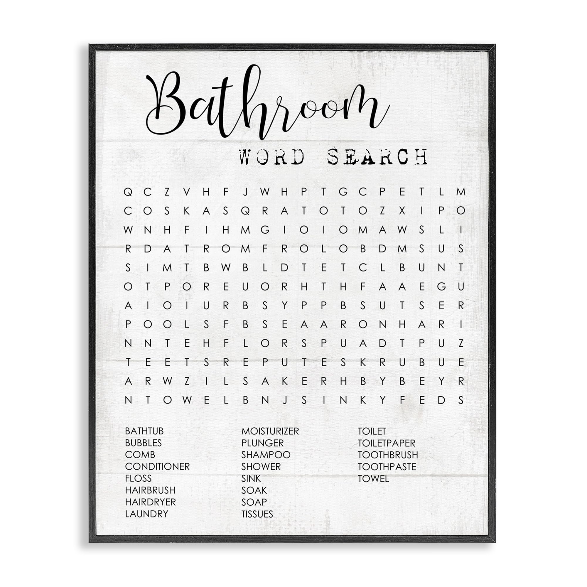 Stupell Industries Bathroom Search Fun Family Word, Design by Daphne Polselli Wall Art, 11 x 14, Black