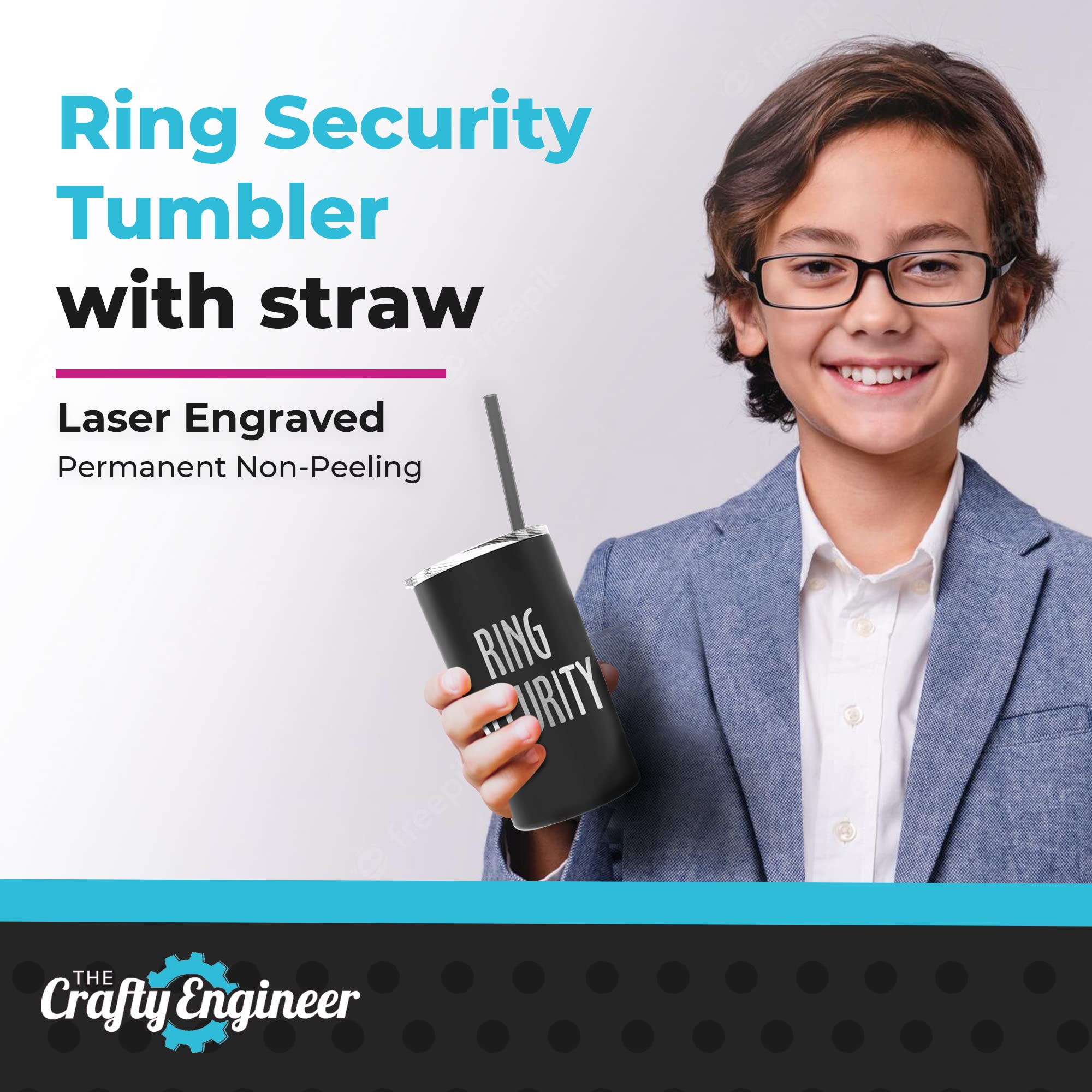 The Crafty Engineer Ring Bearer Tumbler With Straw - Unique Ring Bearer Proposal Gift - Ideal Ring Bearer Gift For Little Boys -