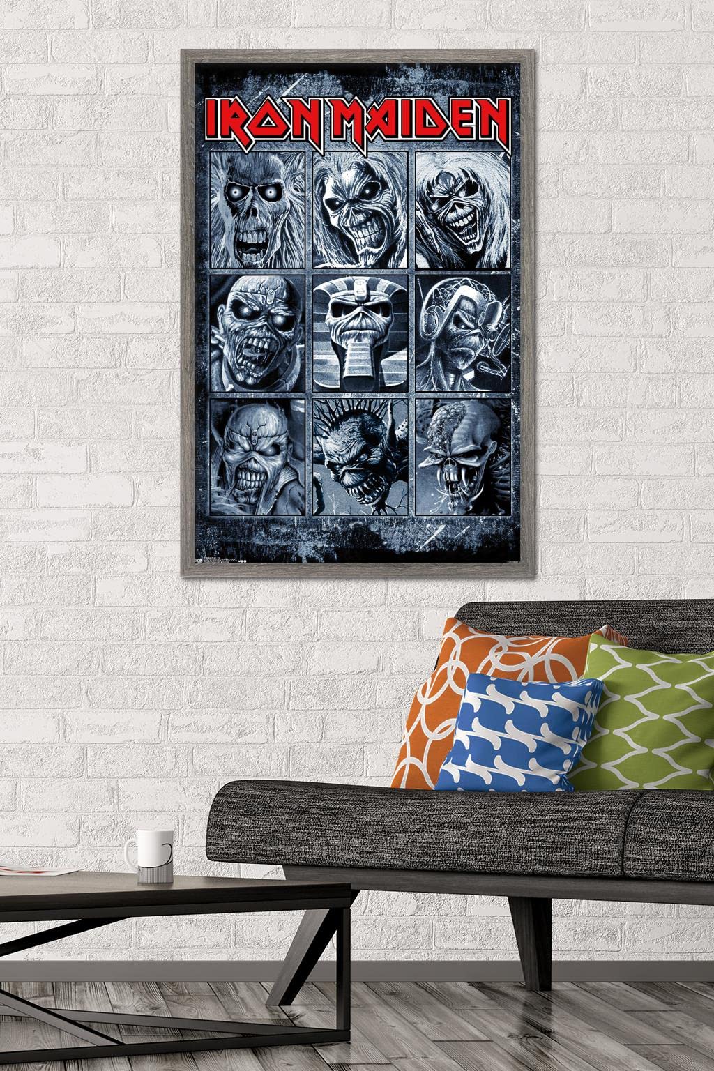 Trends International Iron Maiden - Grid Wall Poster, 22.375'' X 34'', Barnwood Framed Version