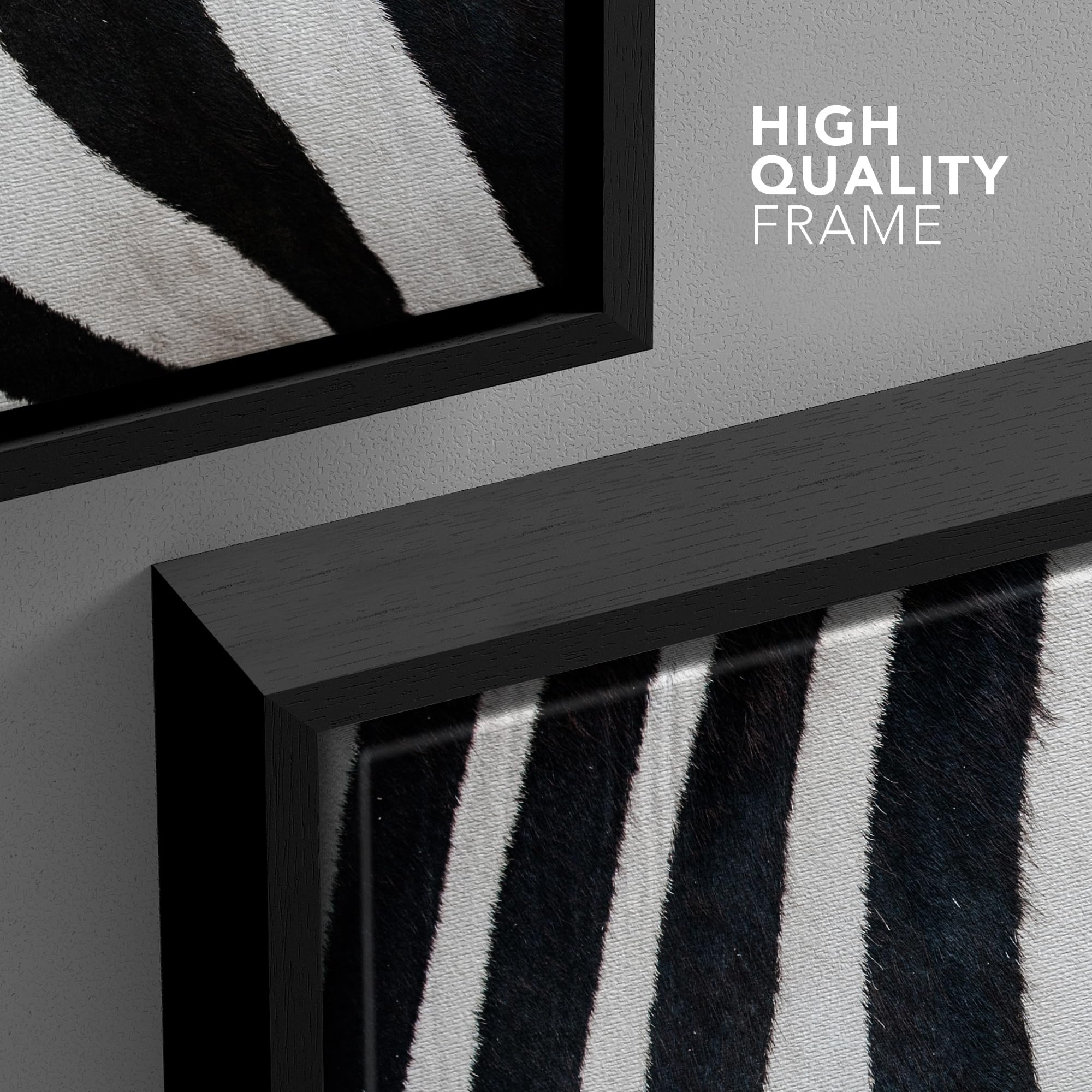 Wall26 Framed Framed Canvas Prints Wall Art Framed Framed Canvas Prints Wall Art - Zebra Fur/Skin Texture - 24''X24'' Black