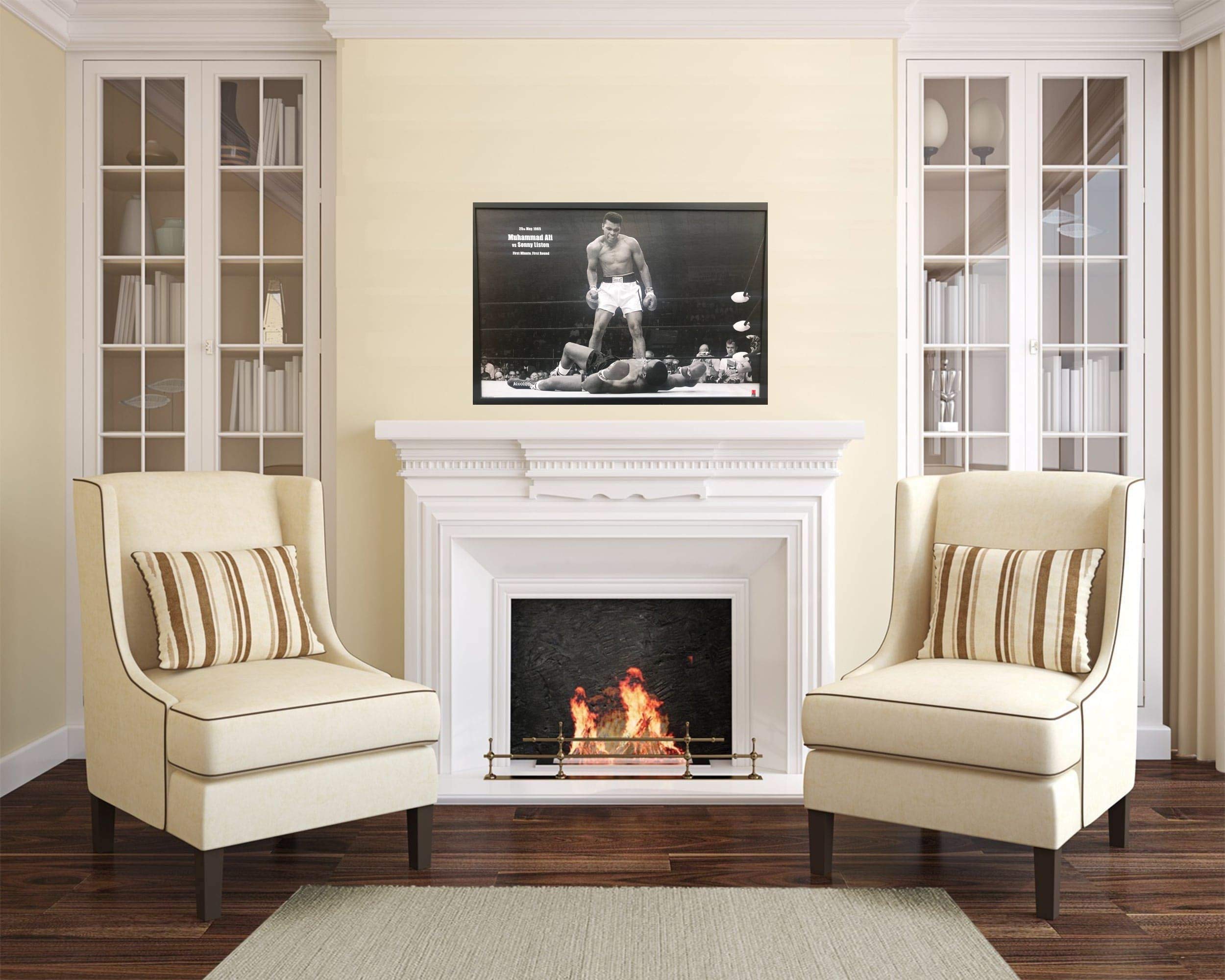 Muhammad Ali Vs Sonny Liston Boxing Wall Art Decor Framed Poster | Greatest Fighters & Fighting Artwork | 38X26 (Canvas Like) &