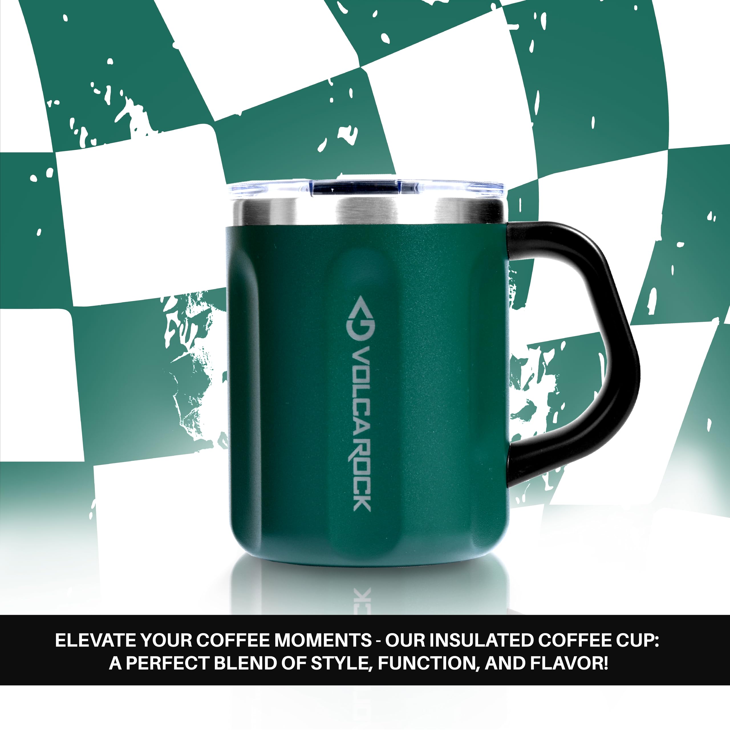 Volcarock 16 Oz Coffee Mug With Handle And Lid, Bpa Free Coffee Cup, Keep Cold 6 Hours And Keep Warm 5 Hours, Great Tea Mug For