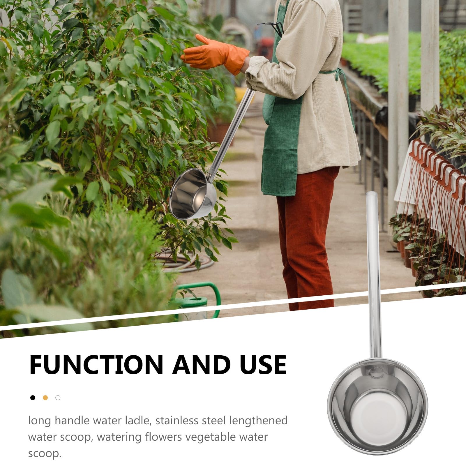 Water Ladle Long Handle Stainless Steel Soup Ladle Spoon Bath Rinse Cup Kitchen Ladles Bathroom Garden Watering Water Scoop For